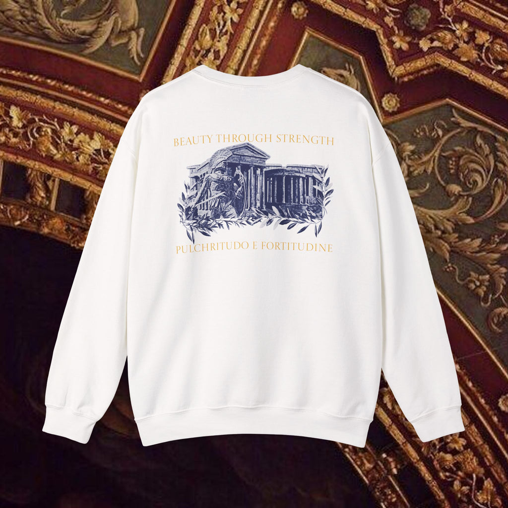 Guardian of the Temple Classically- Inspired Cotton Graphic Sweatshirt Back Version