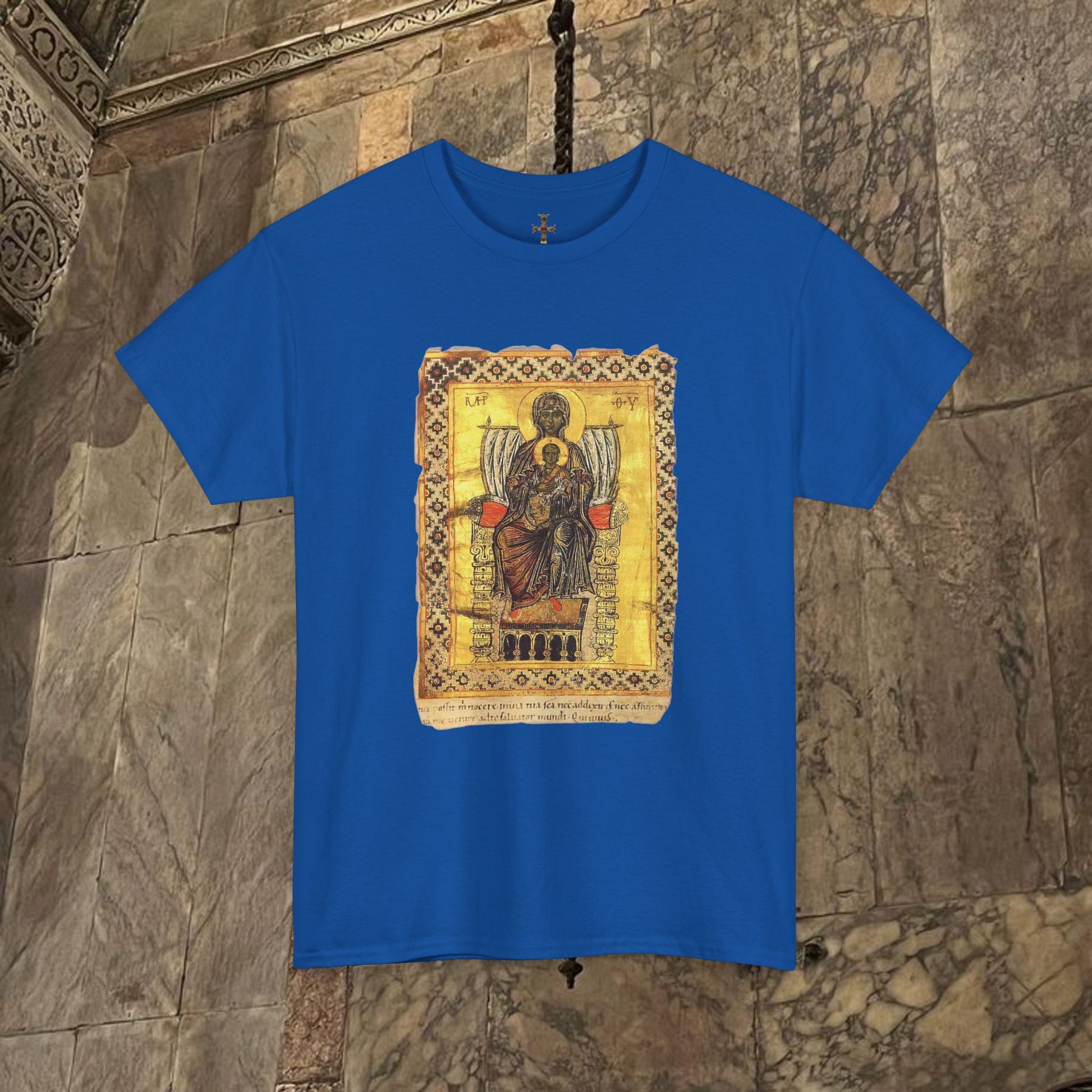 Byzantine Manuscript Art T-Shirt - Sacred Mother Child Icon