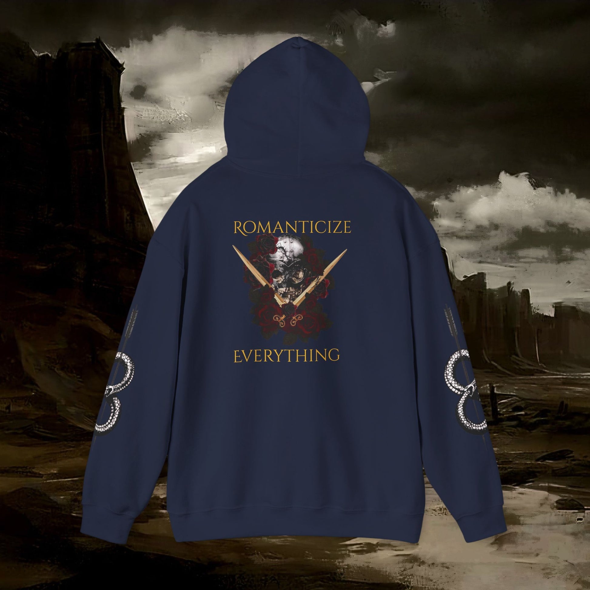 The Barbarian's Fate Medieval Dark Fantasy Inspired Graphic Hoodie back version