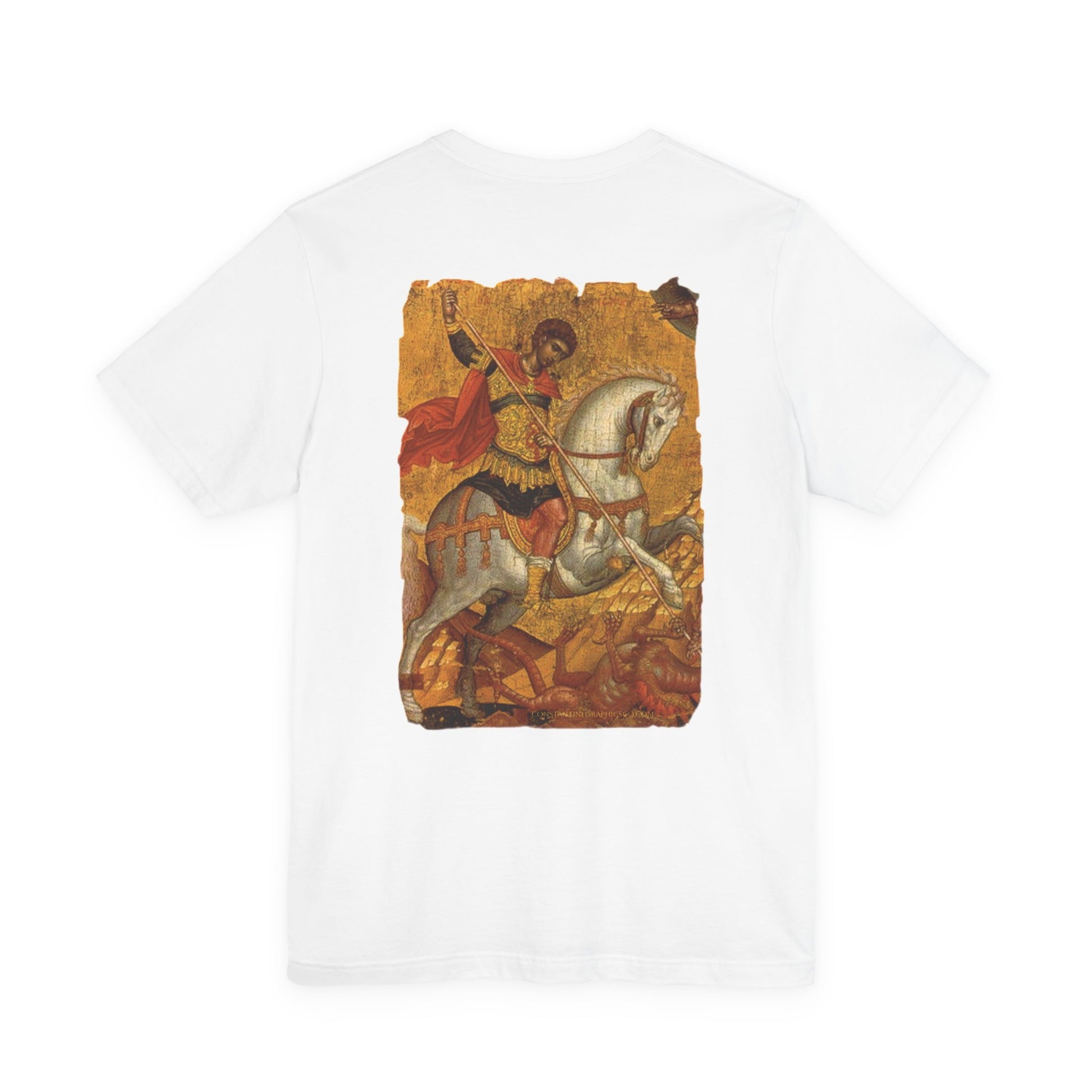 St George the Dragon Slayer Cotton Graphic T-Shirt Orthodox Christian Imagery