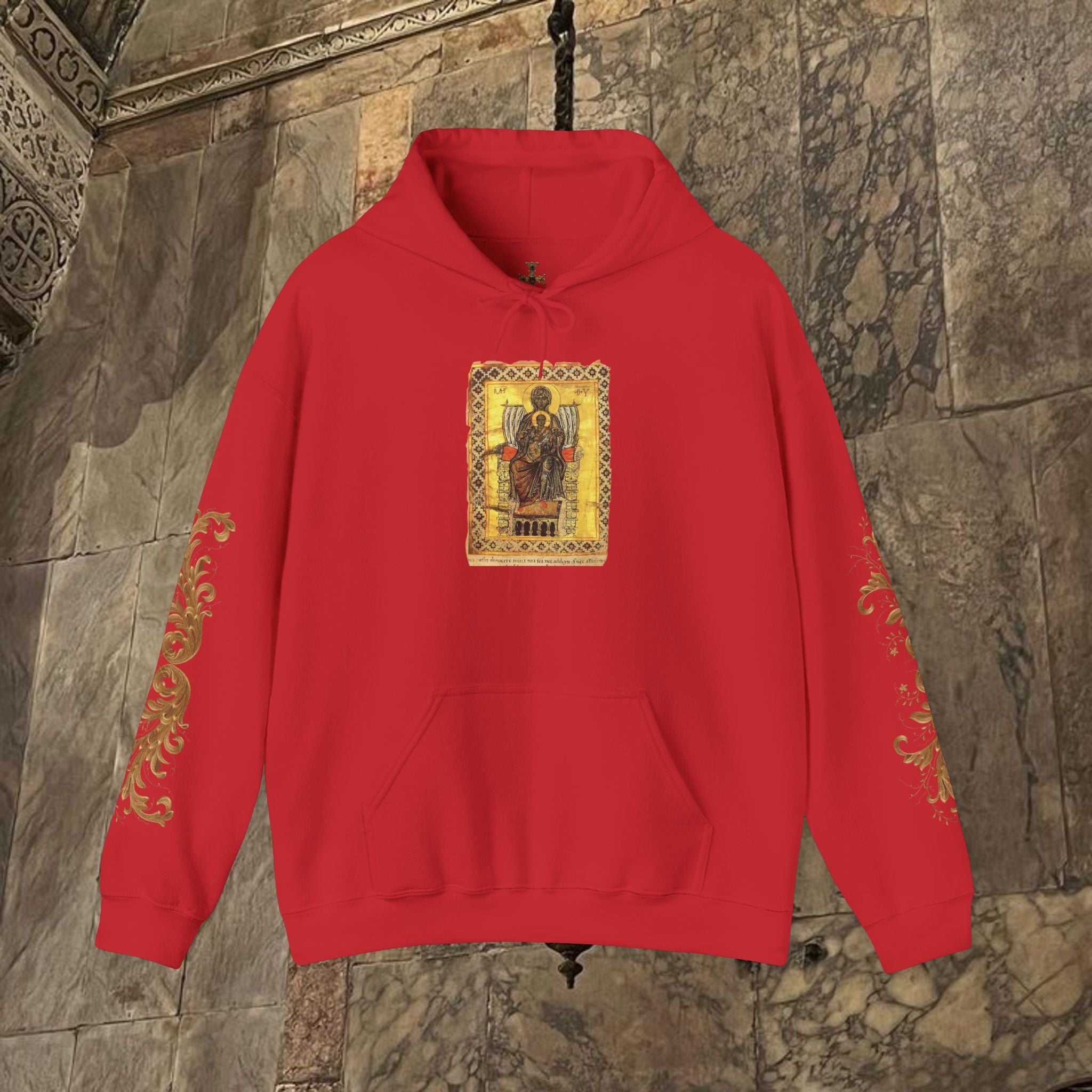 Byzantine Manuscript Art Hoodie - Orthodox Icon Design