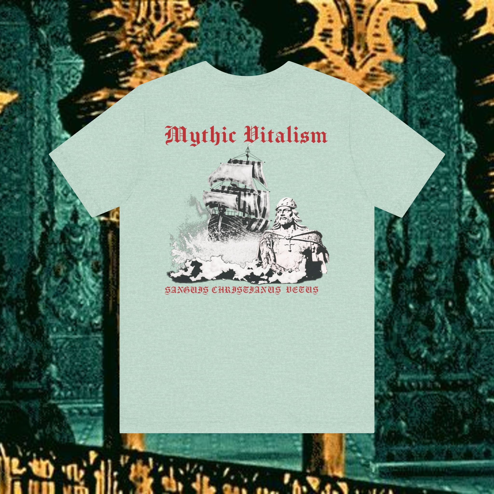Mythic Vitalism, Sanguis Christianus Vetus Exploration and Adventure Inspired Graphic T Shirt Back Version