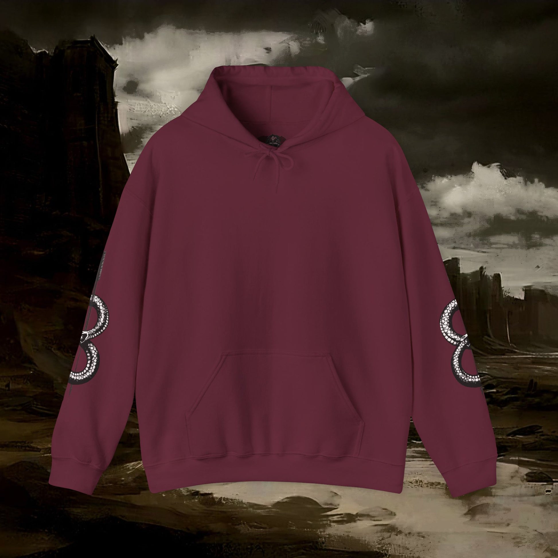 The Barbarian's Fate Medieval Dark Fantasy Inspired Graphic Hoodie back version