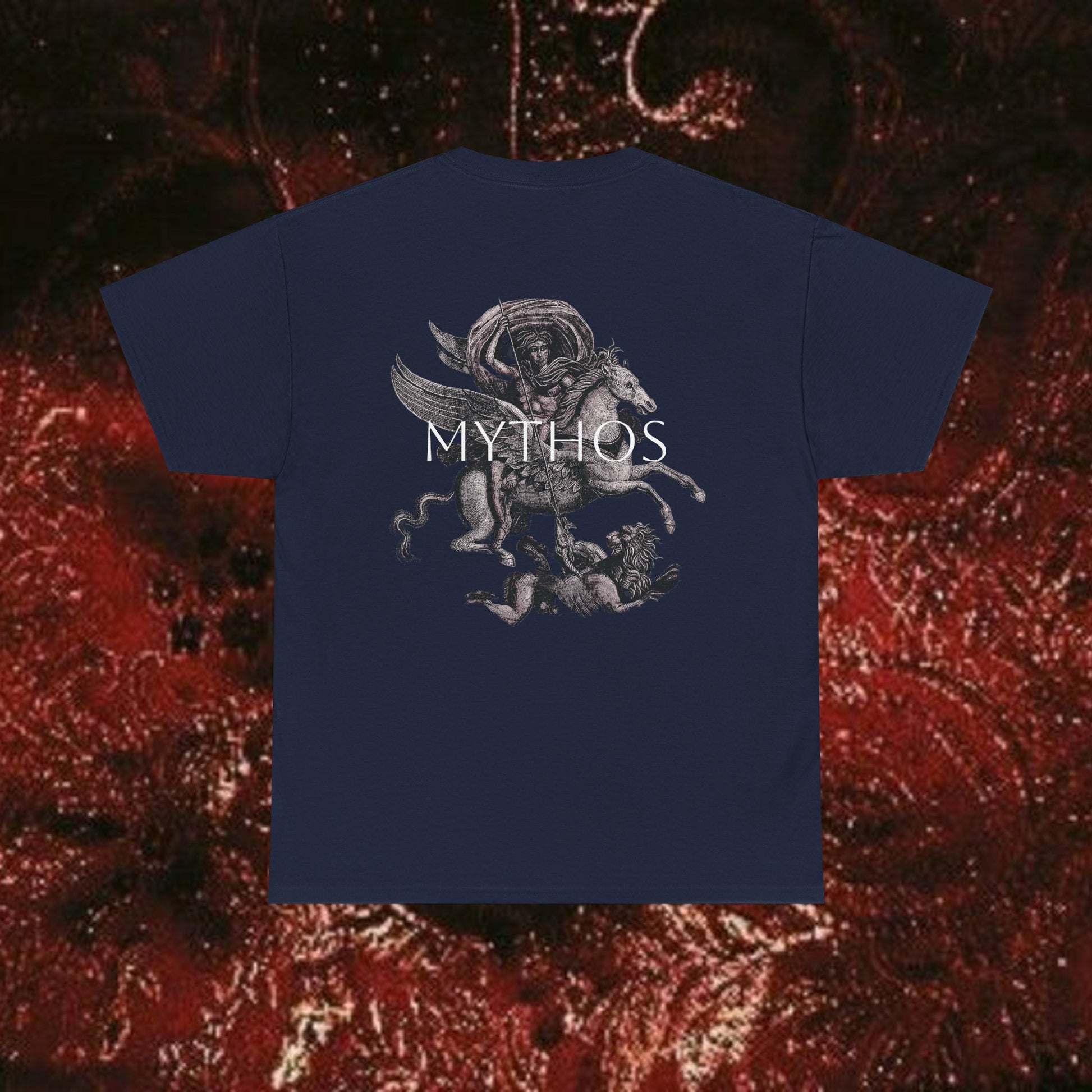Warrior's Mythos Unisex Tee, Graphic Tee, Mythological Style Shirt Back Version