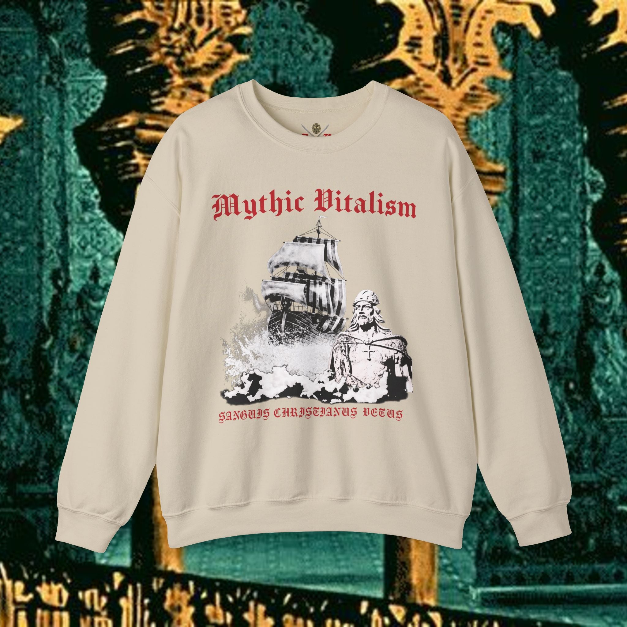 Mythic Vitalism, Sanguis Christianus Vetus  Exploration and Adventure Inspired Crewneck Sweatshirt