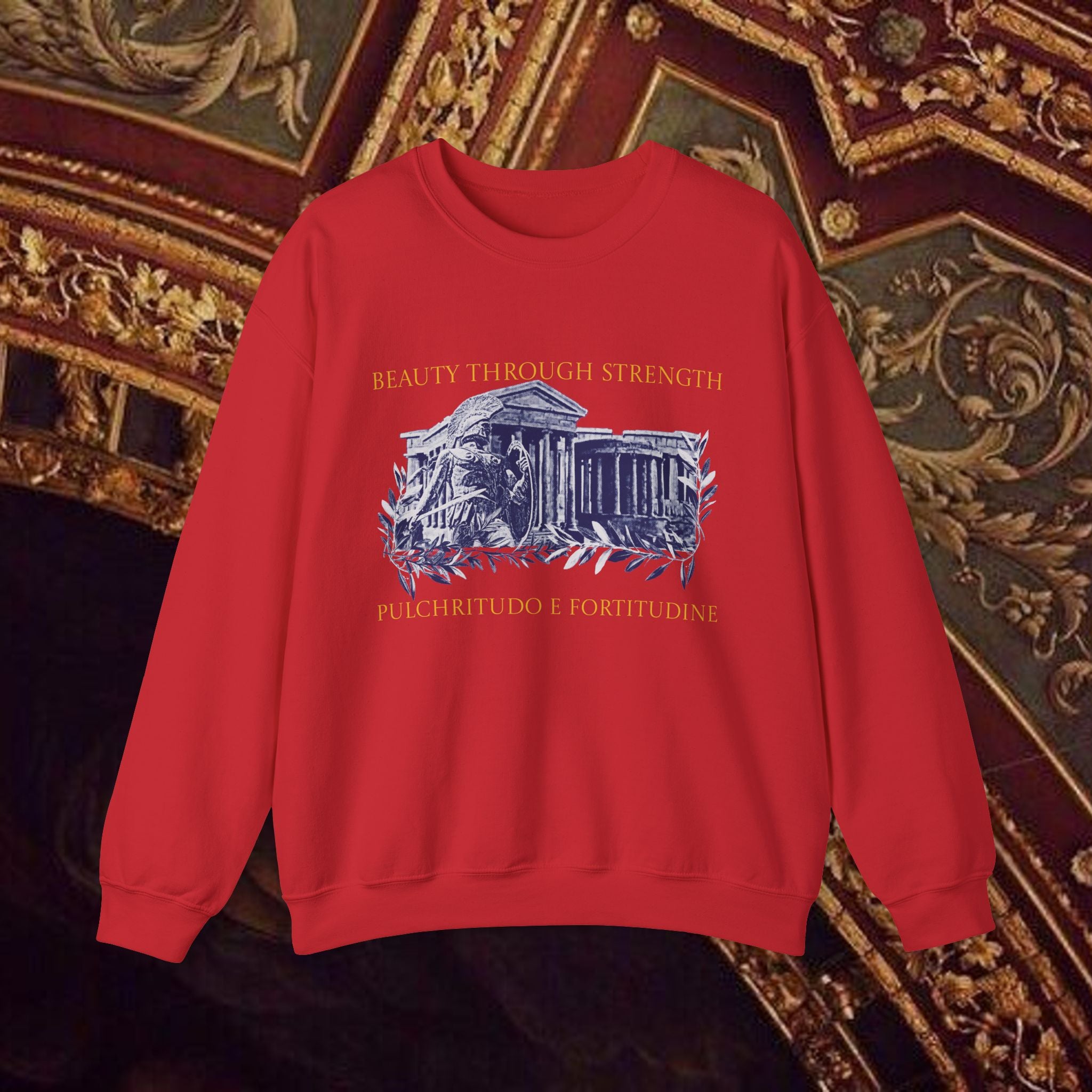 Guardian of the Temple Classically- Inspired Cotton Graphic Sweatshirt
