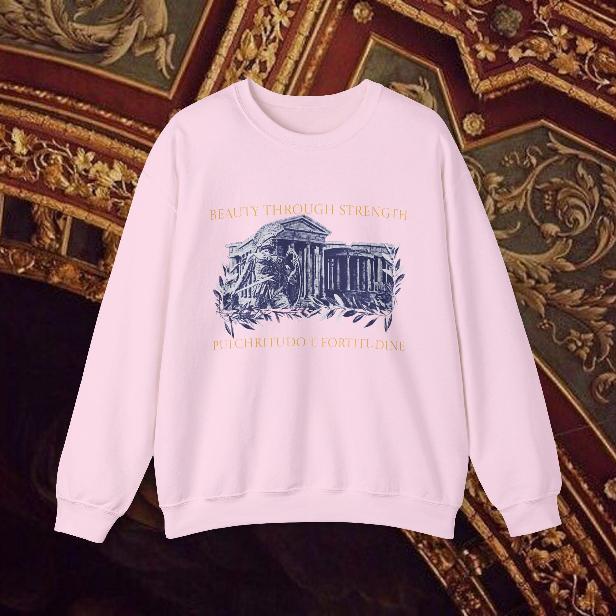Guardian of the Temple Classically- Inspired Cotton Graphic Sweatshirt