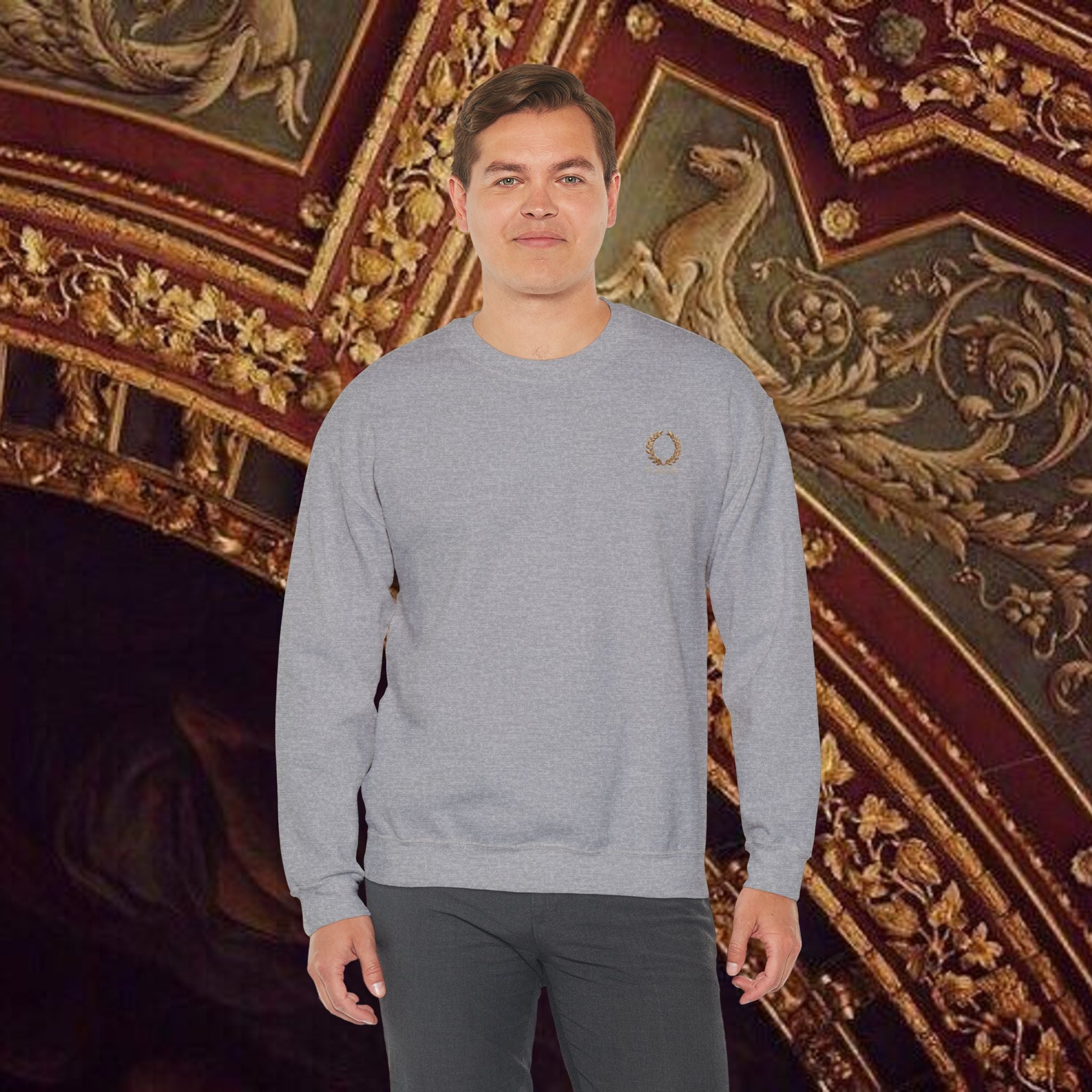Guardian of the Temple Classically- Inspired Cotton Graphic Sweatshirt Back Version