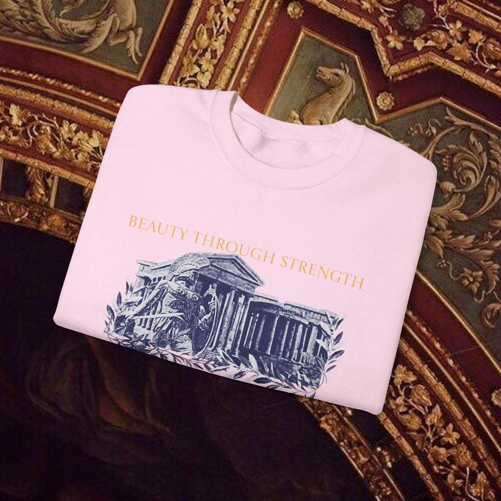 Guardian of the Temple Classically- Inspired Cotton Graphic Sweatshirt