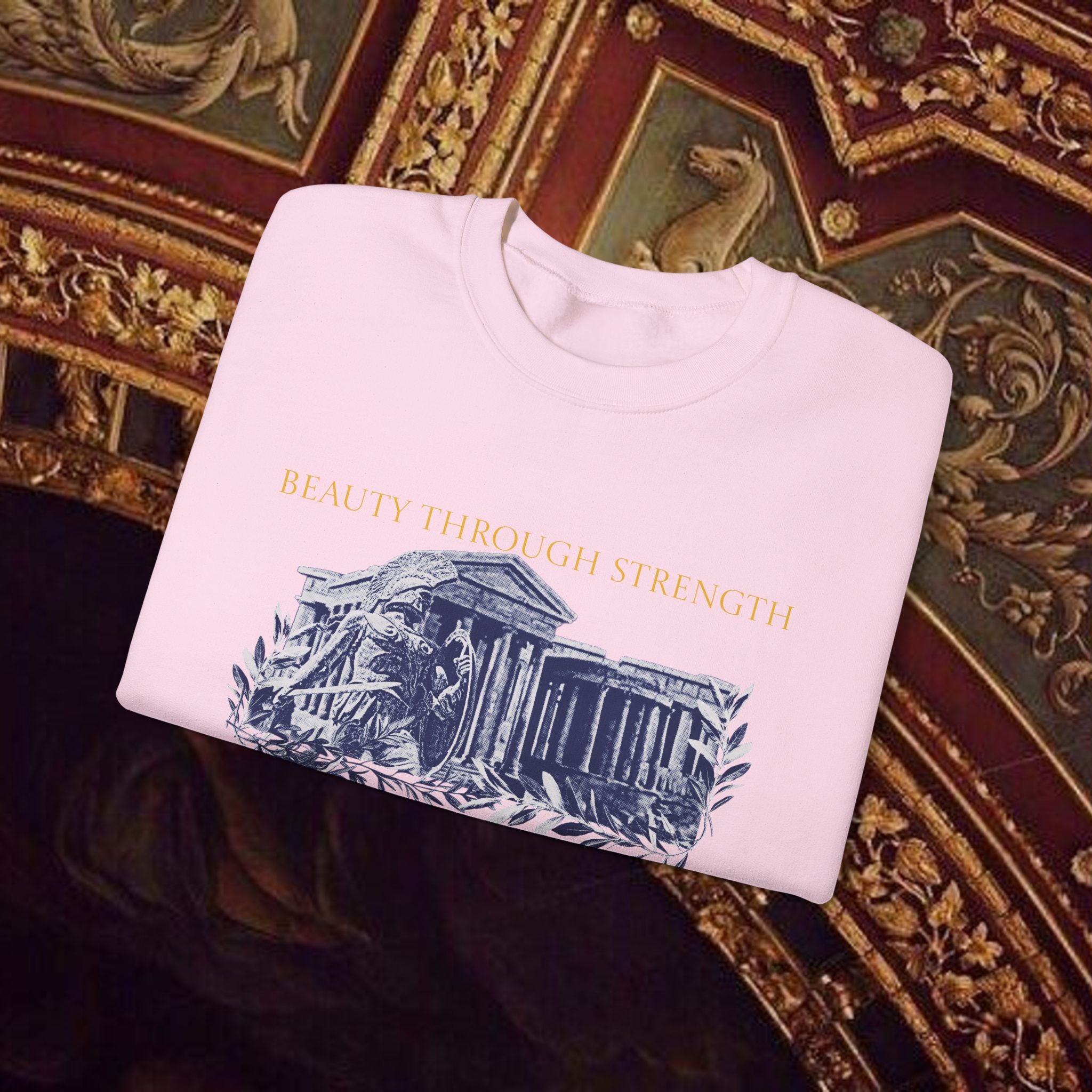 Guardian of the Temple Classically- Inspired Cotton Graphic Sweatshirt