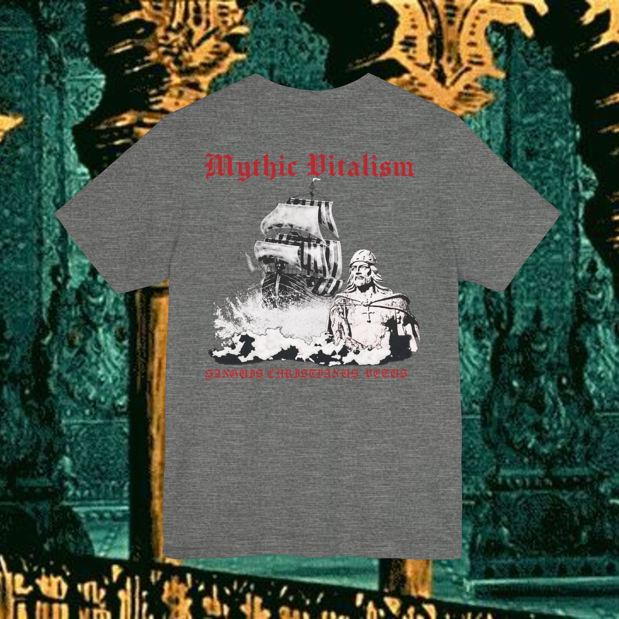 Mythic Vitalism, Sanguis Christianus Vetus Exploration and Adventure Inspired Graphic T Shirt Back Version