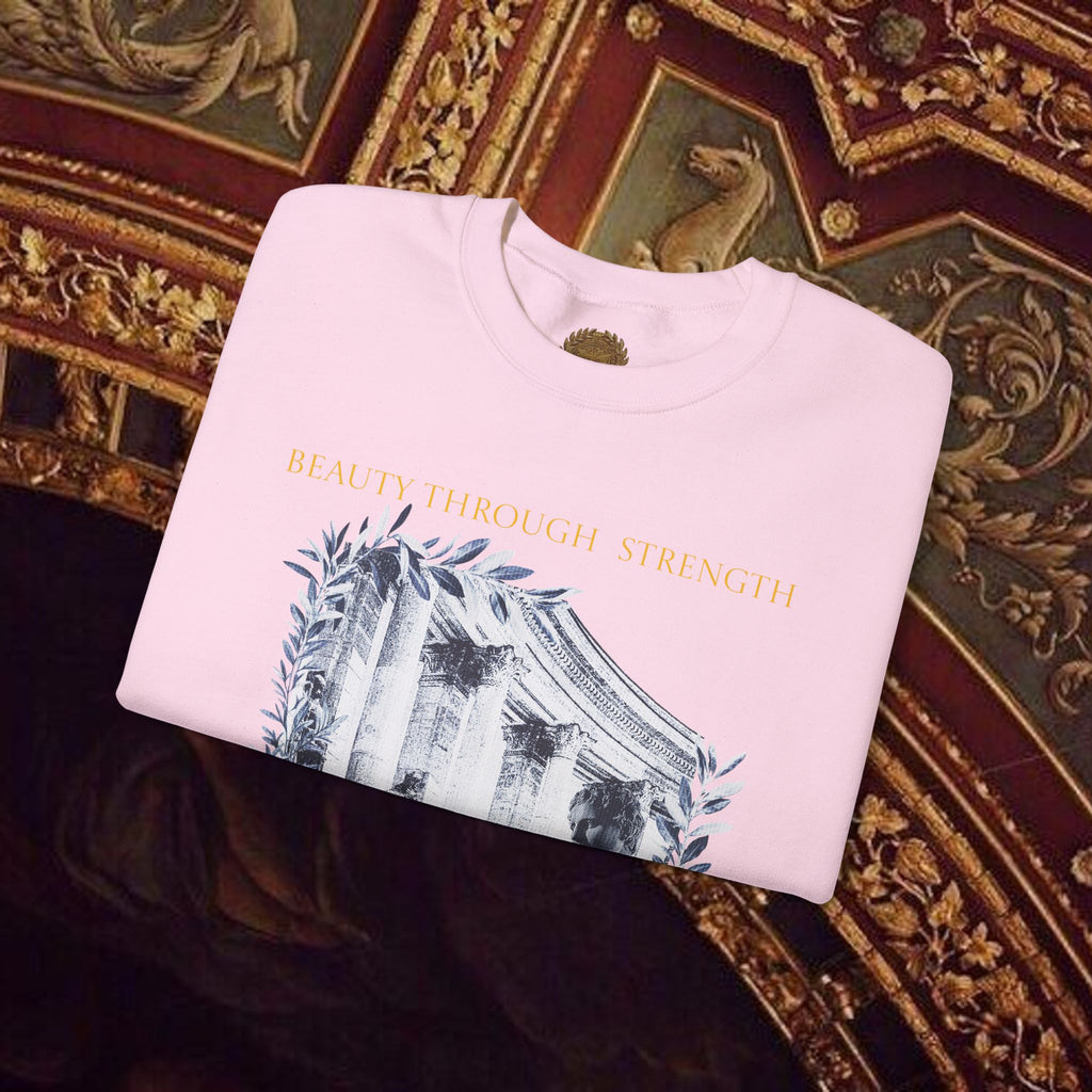 Beauty Through Strength Classically-Inspired Cotton Graphic Sweatshirt