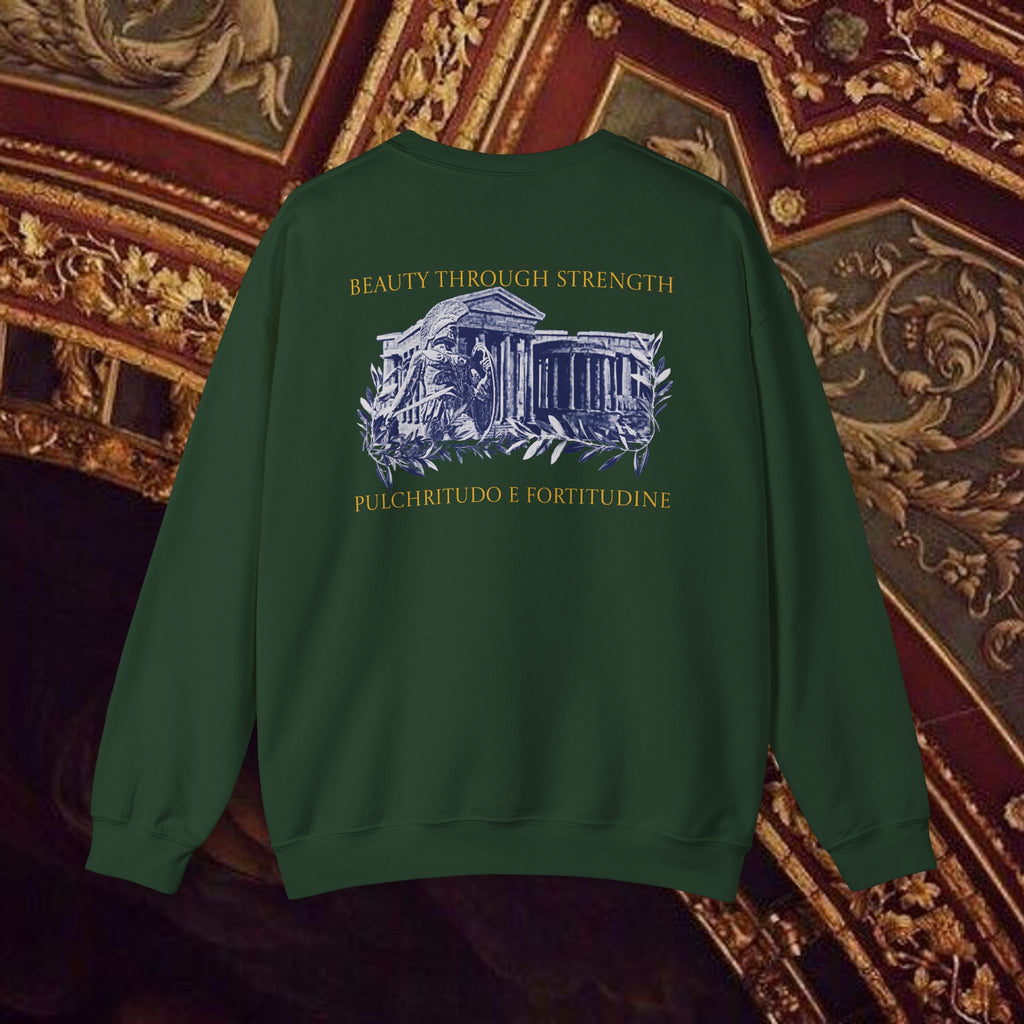 Guardian of the Temple Classically- Inspired Cotton Graphic Sweatshirt Back Version