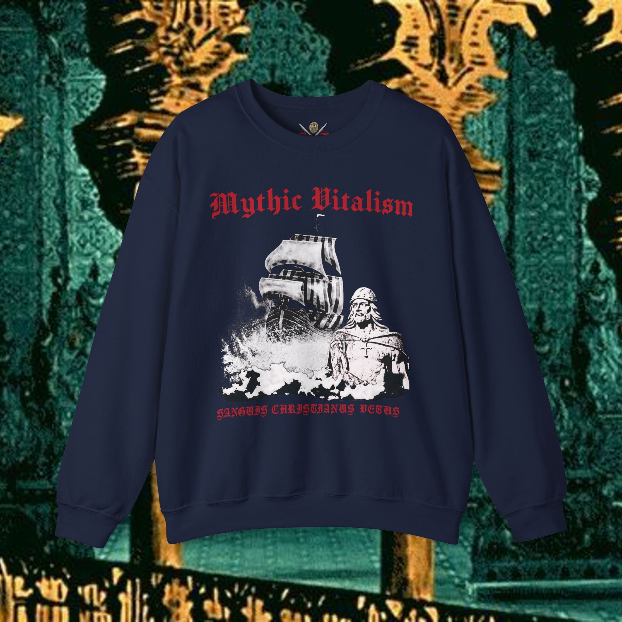 Mythic Vitalism, Sanguis Christianus Vetus  Exploration and Adventure Inspired Crewneck Sweatshirt