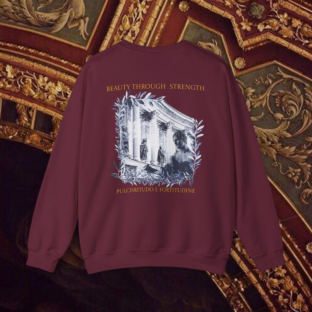 Beauty Through Strength Classically-Inspired Cotton Graphic Sweatshirt Back Version