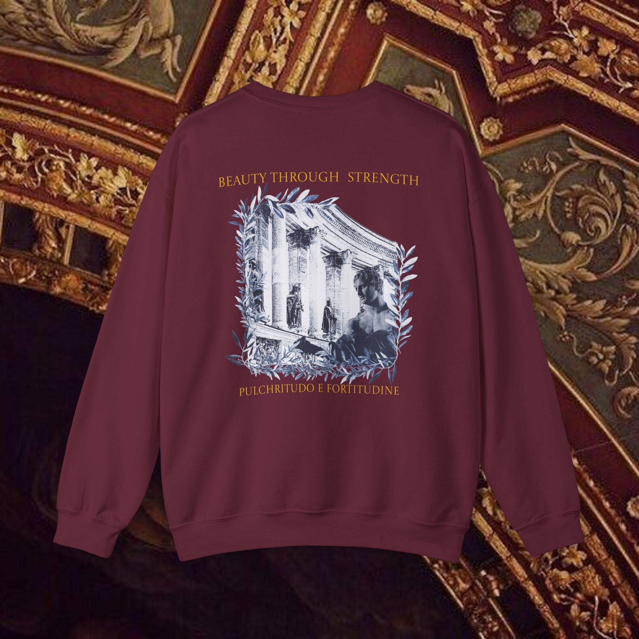 Beauty Through Strength Classically-Inspired Cotton Graphic Sweatshirt Back Version