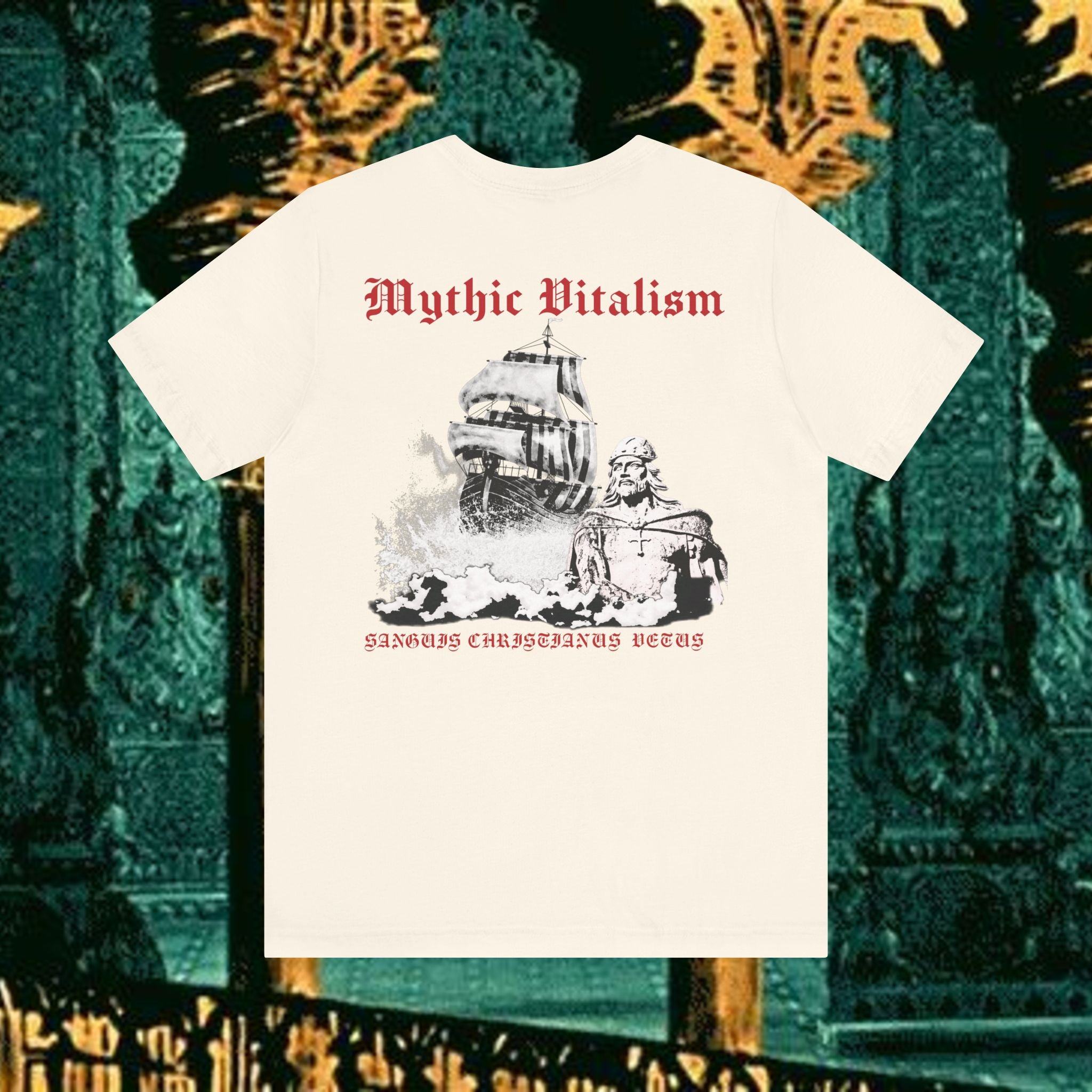 Mythic Vitalism, Sanguis Christianus Vetus Exploration and Adventure Inspired Graphic T Shirt Back Version