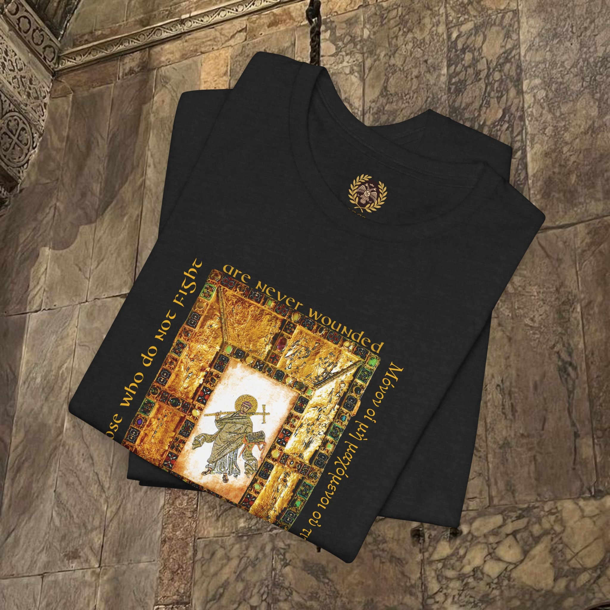 The Scholar's Manuscript Byzantine Inspired Medieval Cotton Graphic T-Shirt