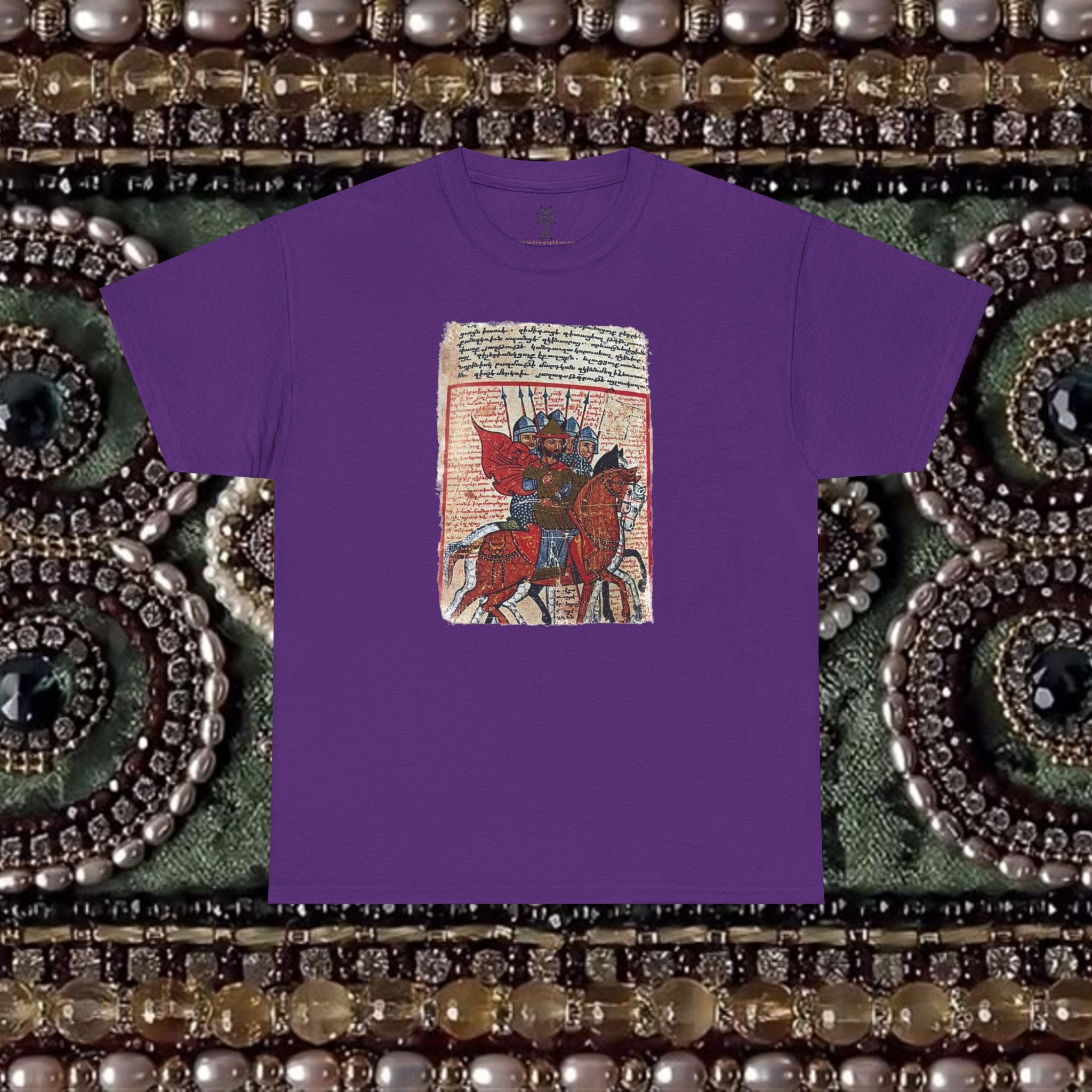 Armenian Warriors Art T-Shirt - Ancient Manuscript Design