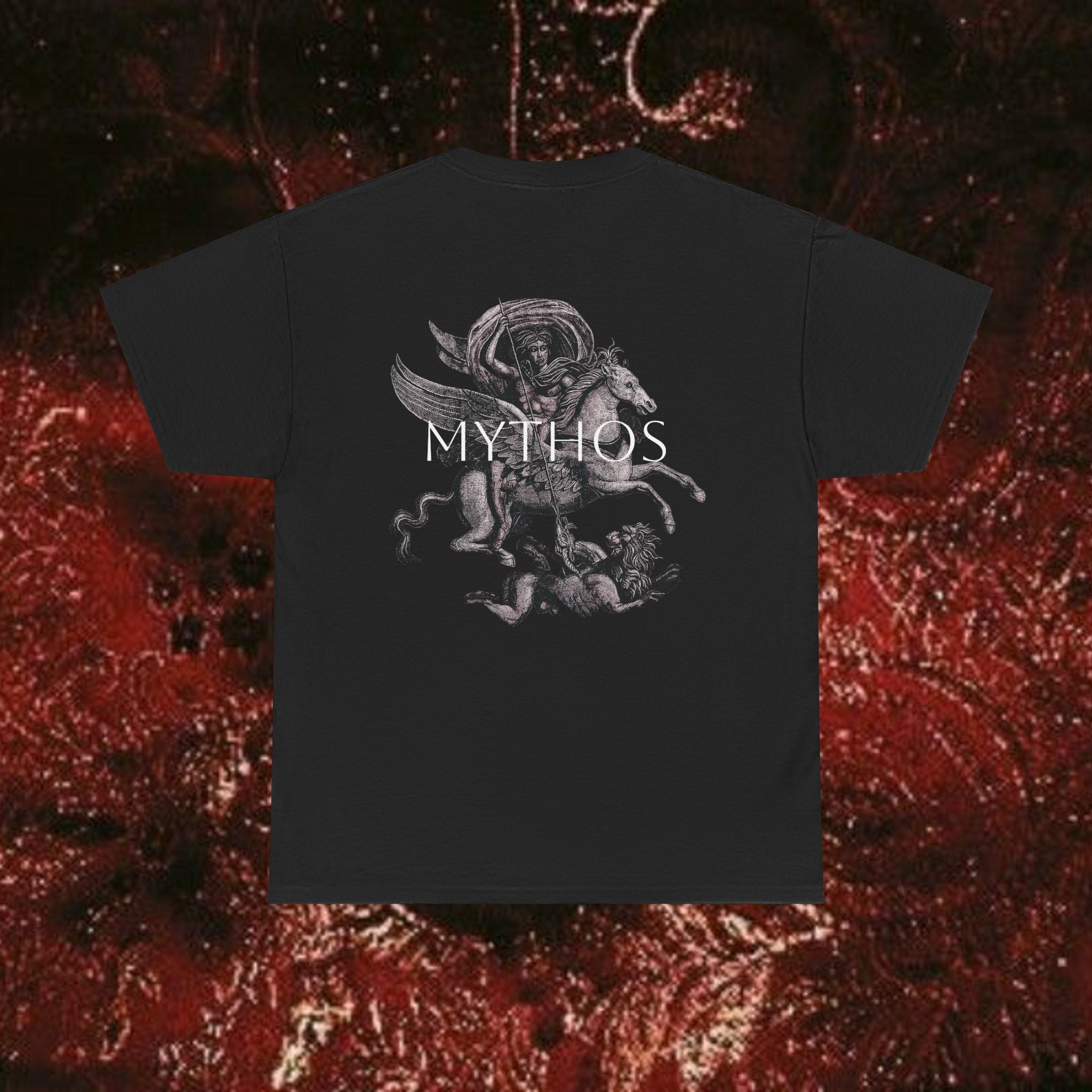 Warrior's Mythos Unisex Tee, Graphic Tee, Mythological Style Shirt Back Version