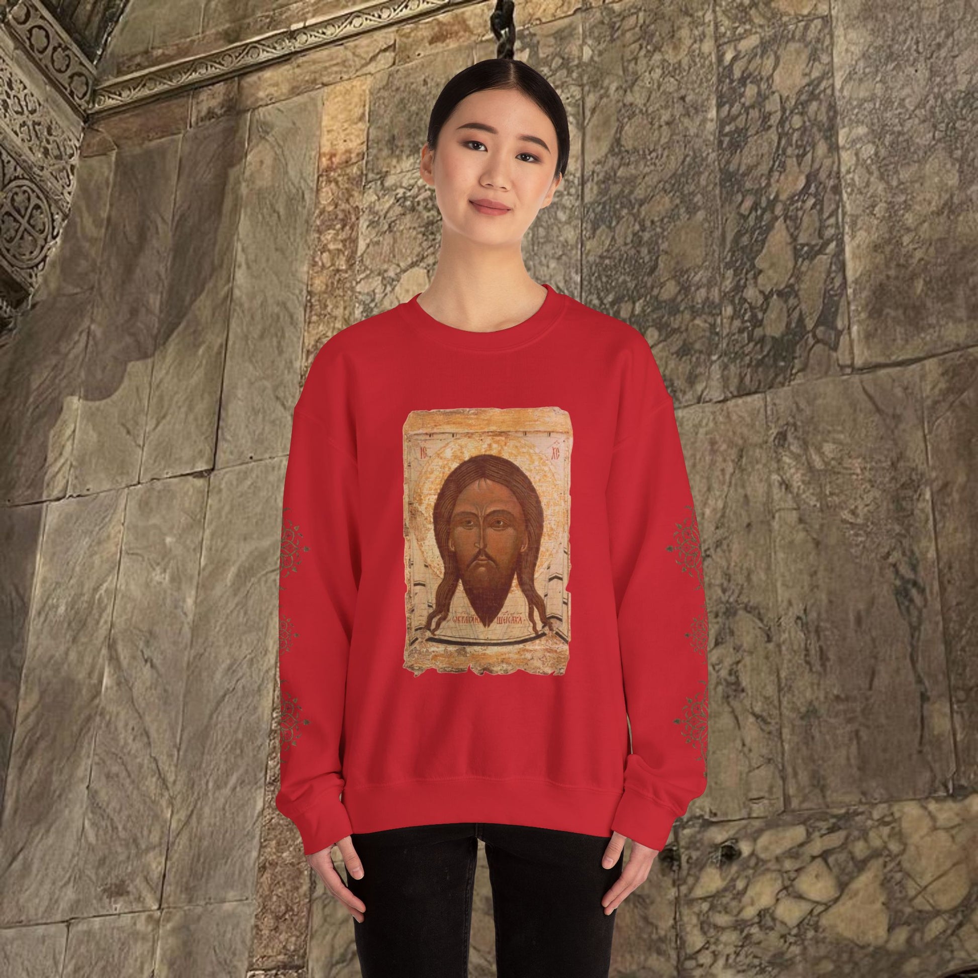 Byzantine Icon Art Sweatshirt - Manuscript Design