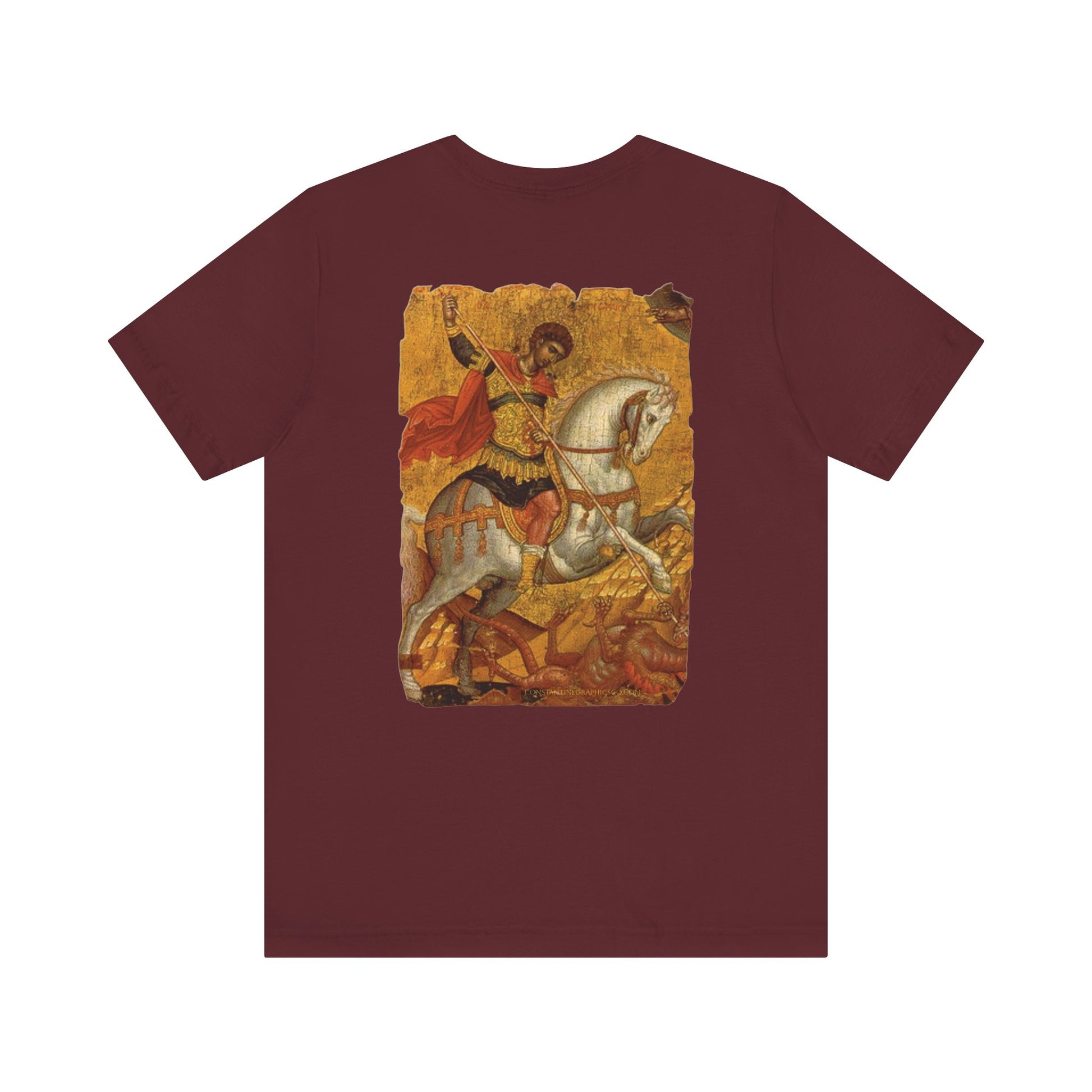 St George the Dragon Slayer Cotton Graphic T-Shirt Orthodox Christian Imagery