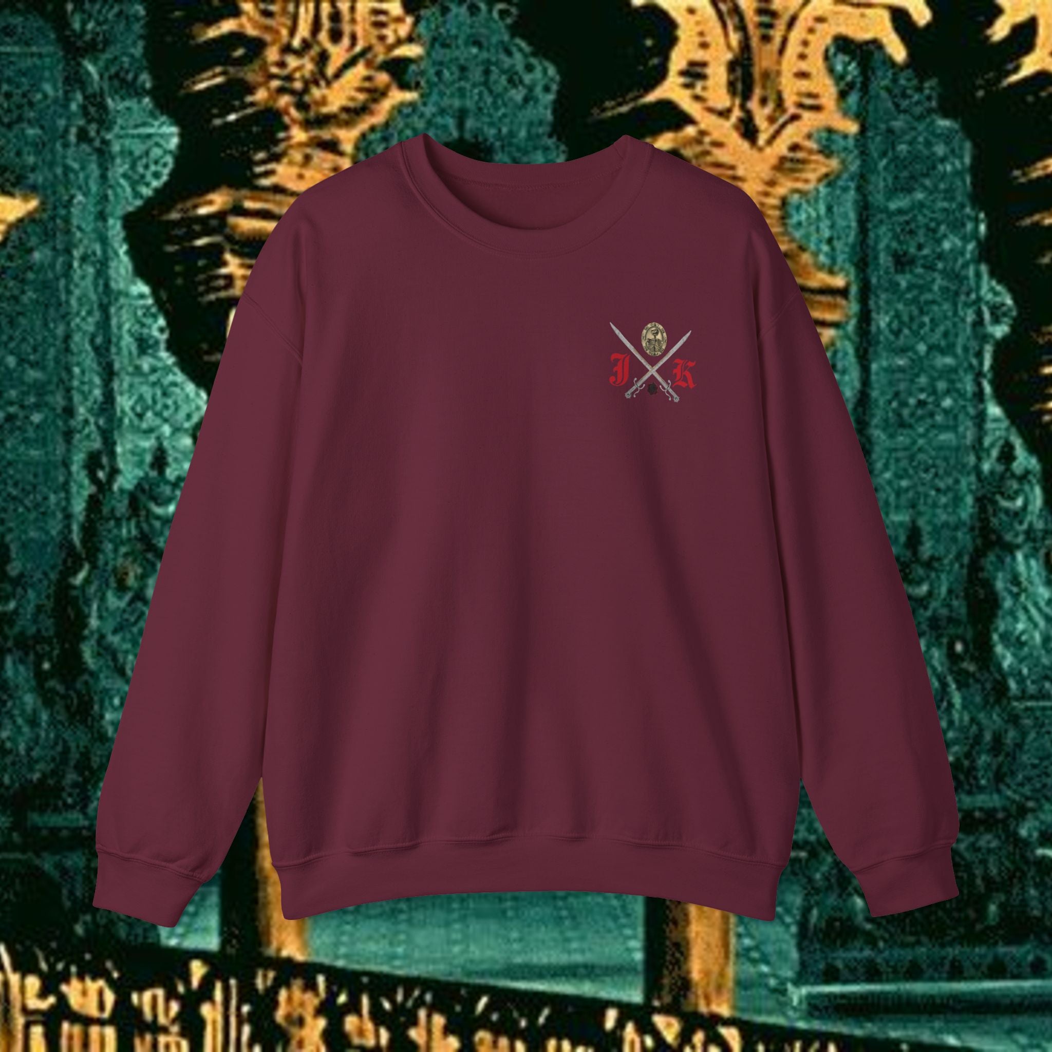 Sons of the Steppe Crewneck Sweatshirt — Mythic Warrior Horseback Graphic Back Version