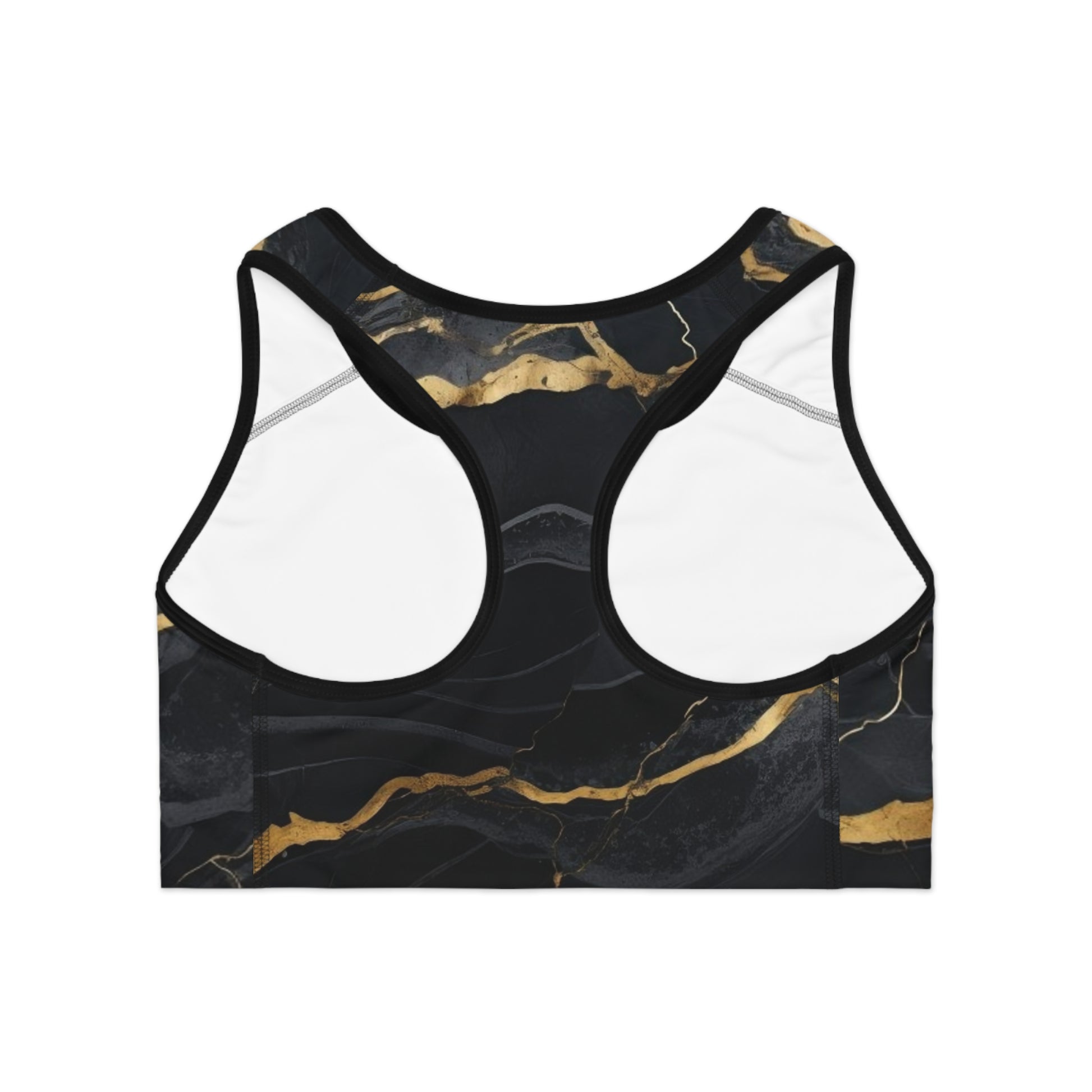 Black & Gold Marble Medusa Sports Bra