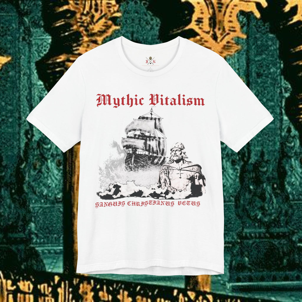 Mythic Vitalism, Sanguis Christianus Vetus Exploration and Adventure Inspired Graphic T Shirt Front Version