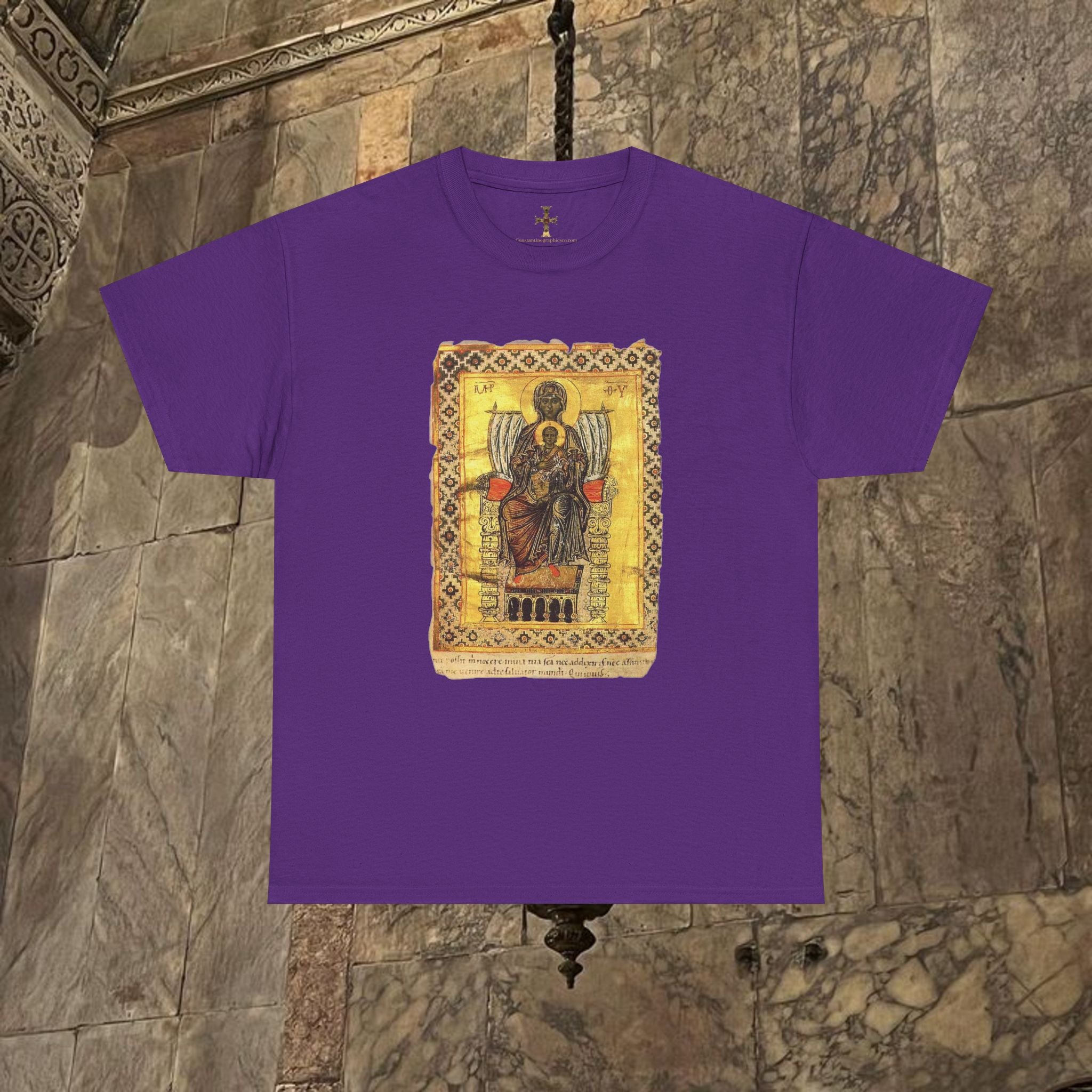 Byzantine Manuscript Art T-Shirt - Mother and Child Design