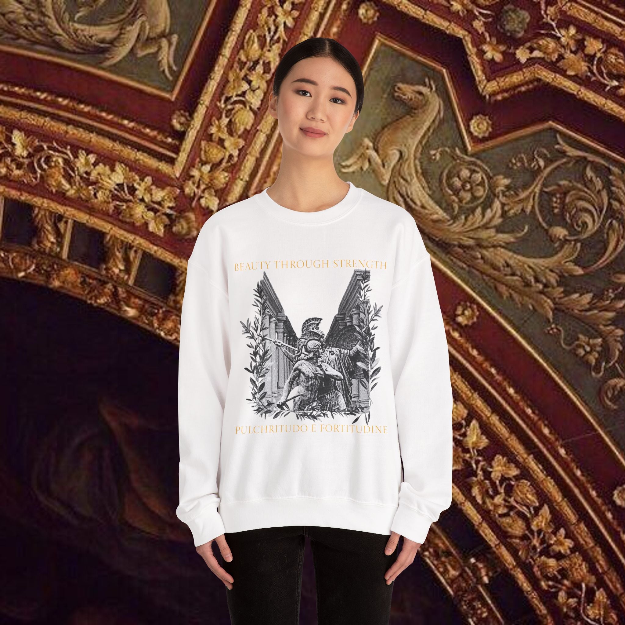 The Goddess's Protection Classically-Inspired Cotton Graphic Sweatshirt