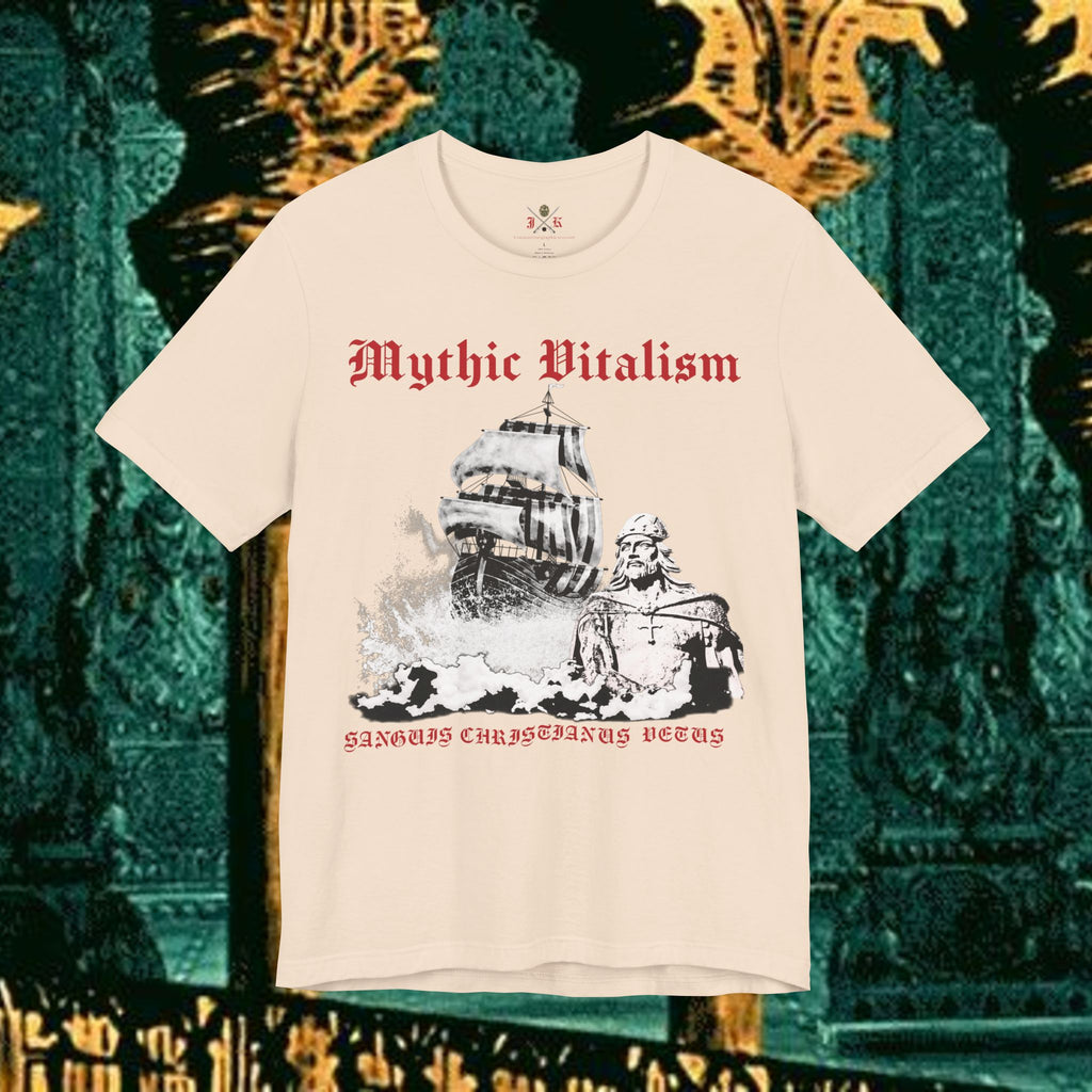 Mythic Vitalism, Sanguis Christianus Vetus Exploration and Adventure Inspired Graphic T Shirt Front Version