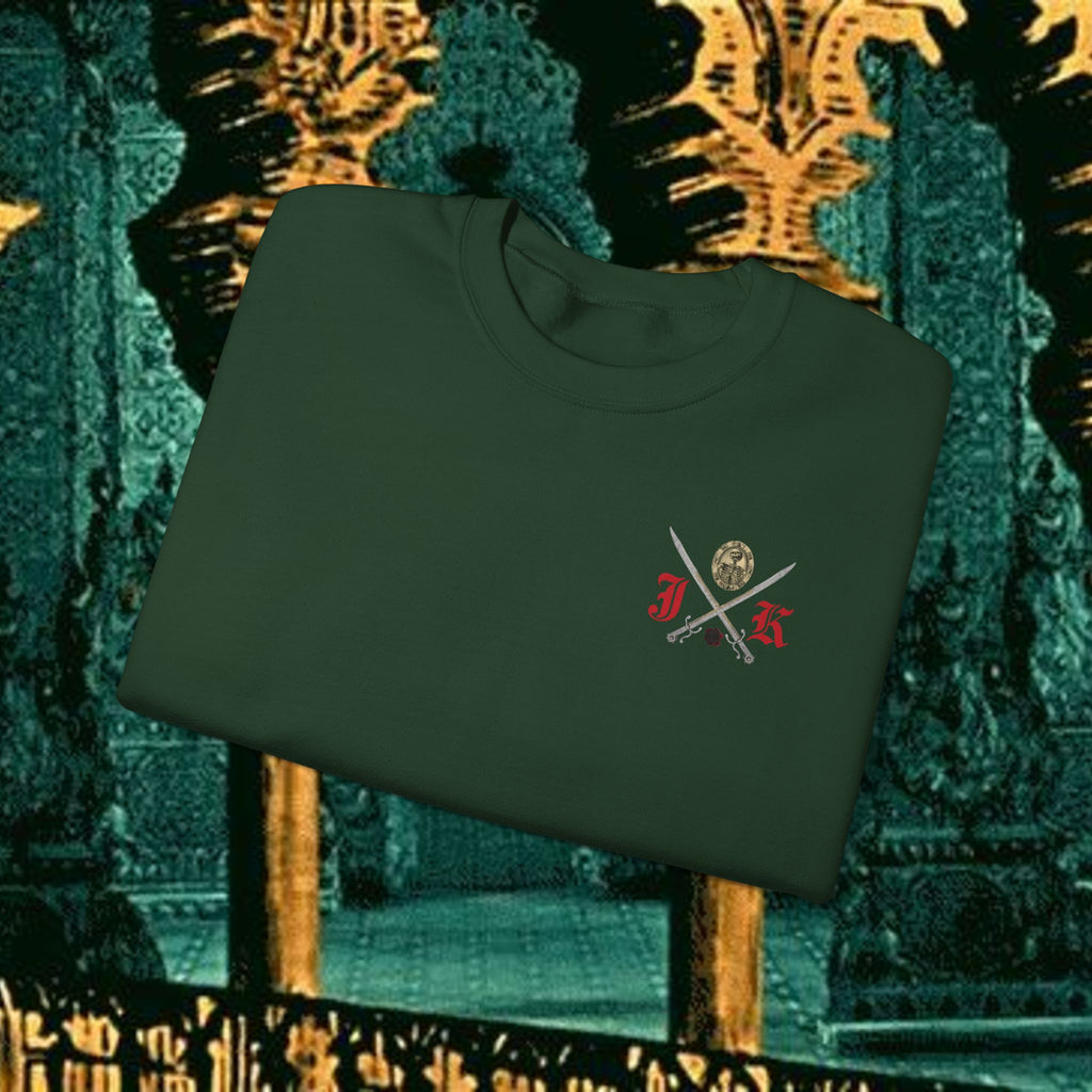 Sons of the Steppe Crewneck Sweatshirt — Mythic Warrior Horseback Graphic Back Version