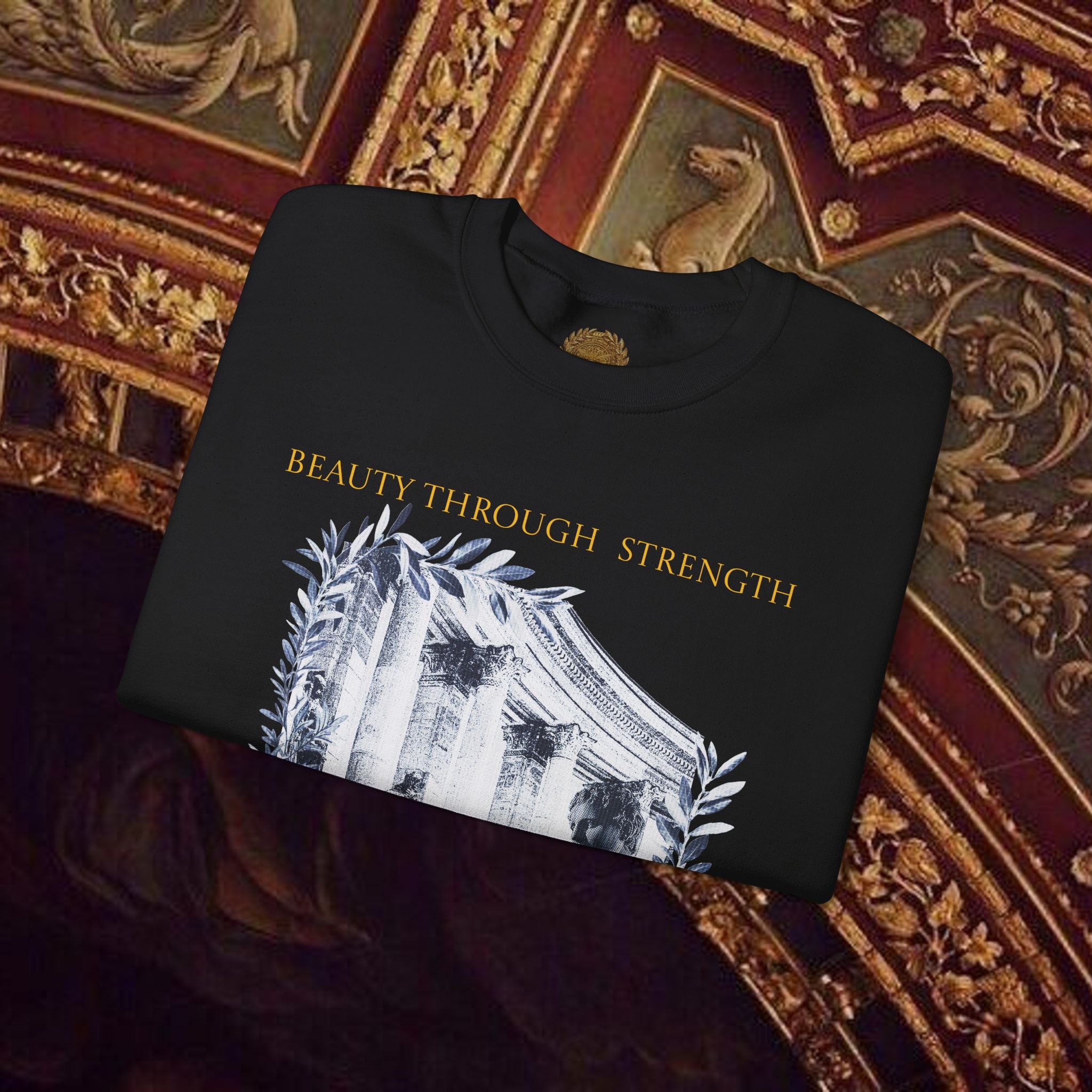 Beauty Through Strength Classically-Inspired Cotton Graphic Sweatshirt