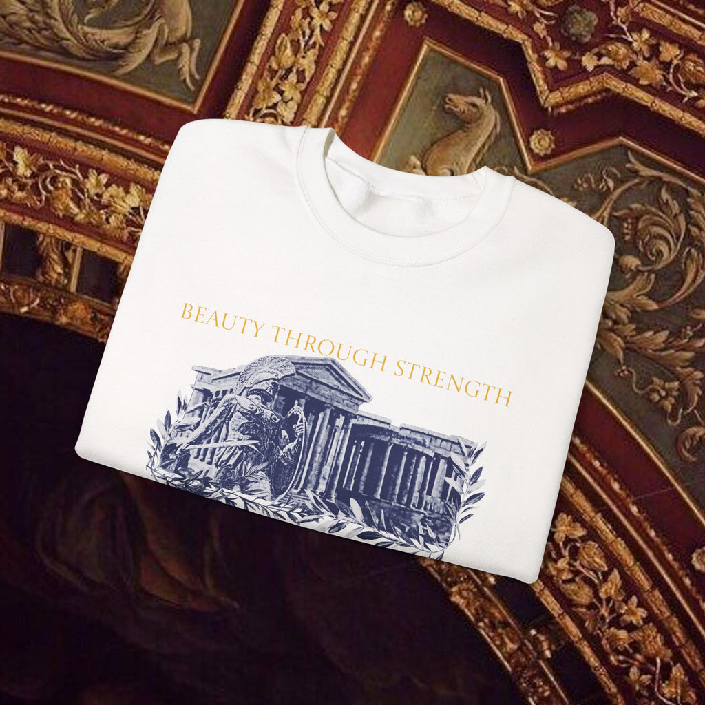 Guardian of the Temple Classically- Inspired Cotton Graphic Sweatshirt