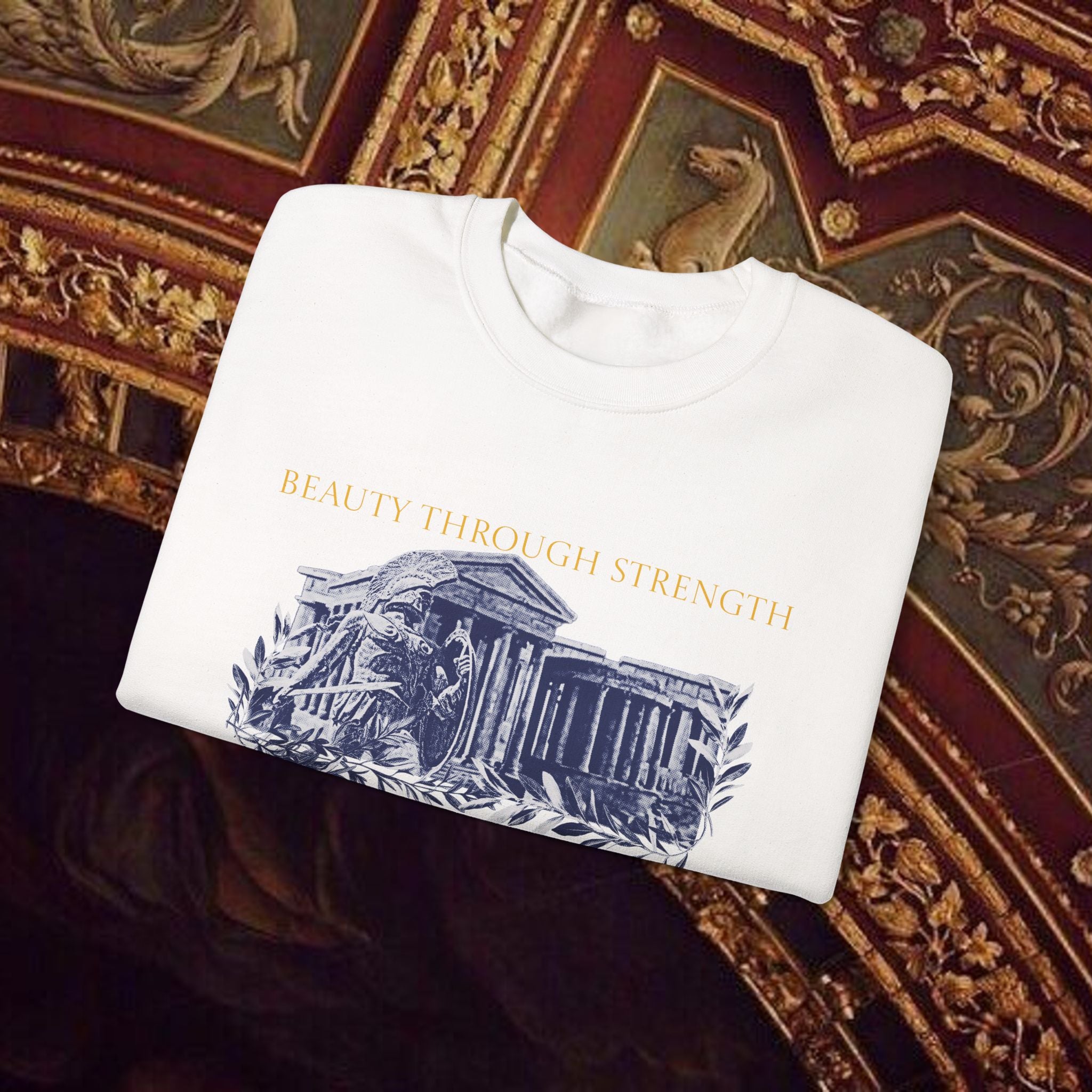 Guardian of the Temple Classically- Inspired Cotton Graphic Sweatshirt