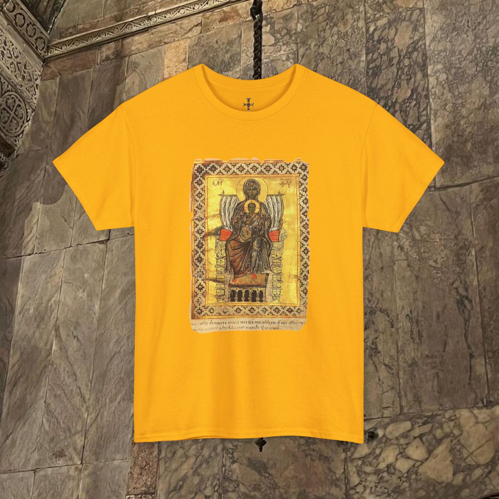 Byzantine Manuscript Art T-Shirt - Sacred Mother Child Icon