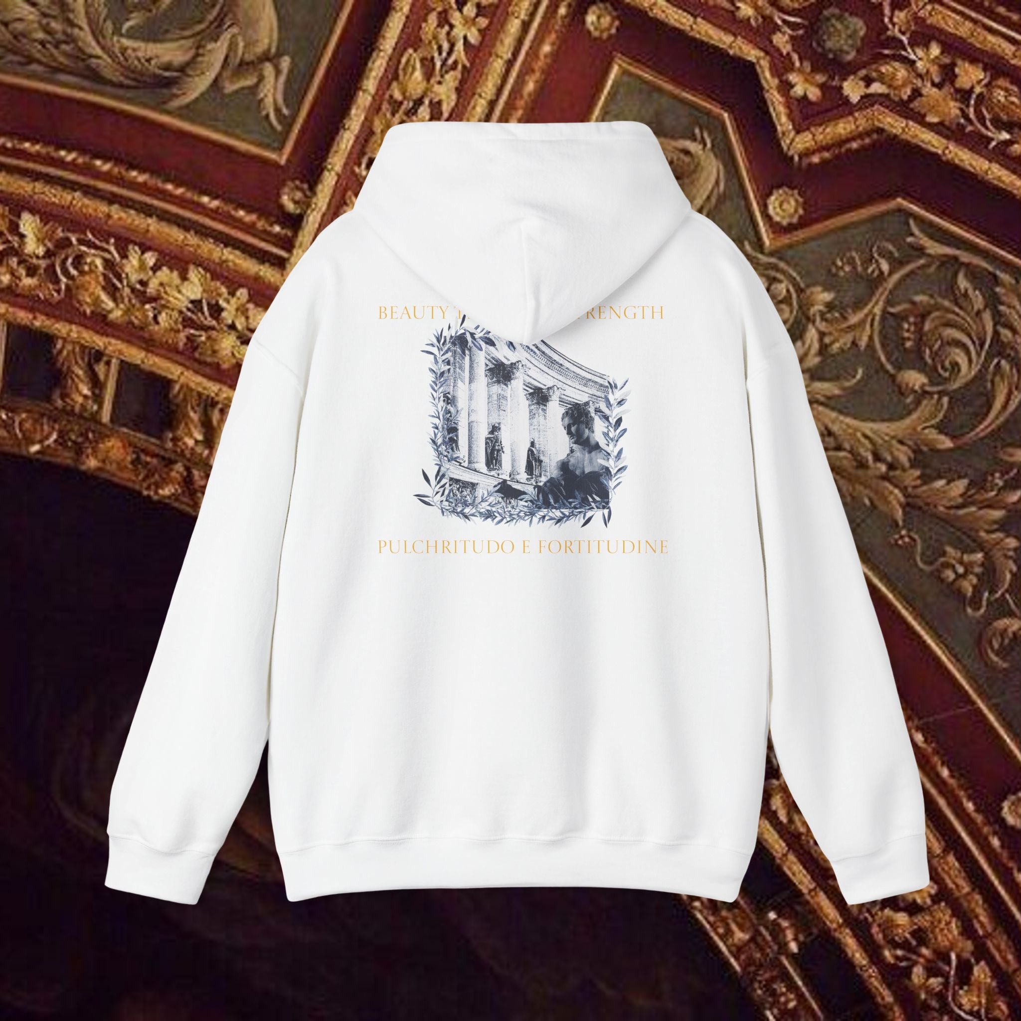 Beauty Through Strength Classically-Inspired Cotton Graphic Hoodie Back Version