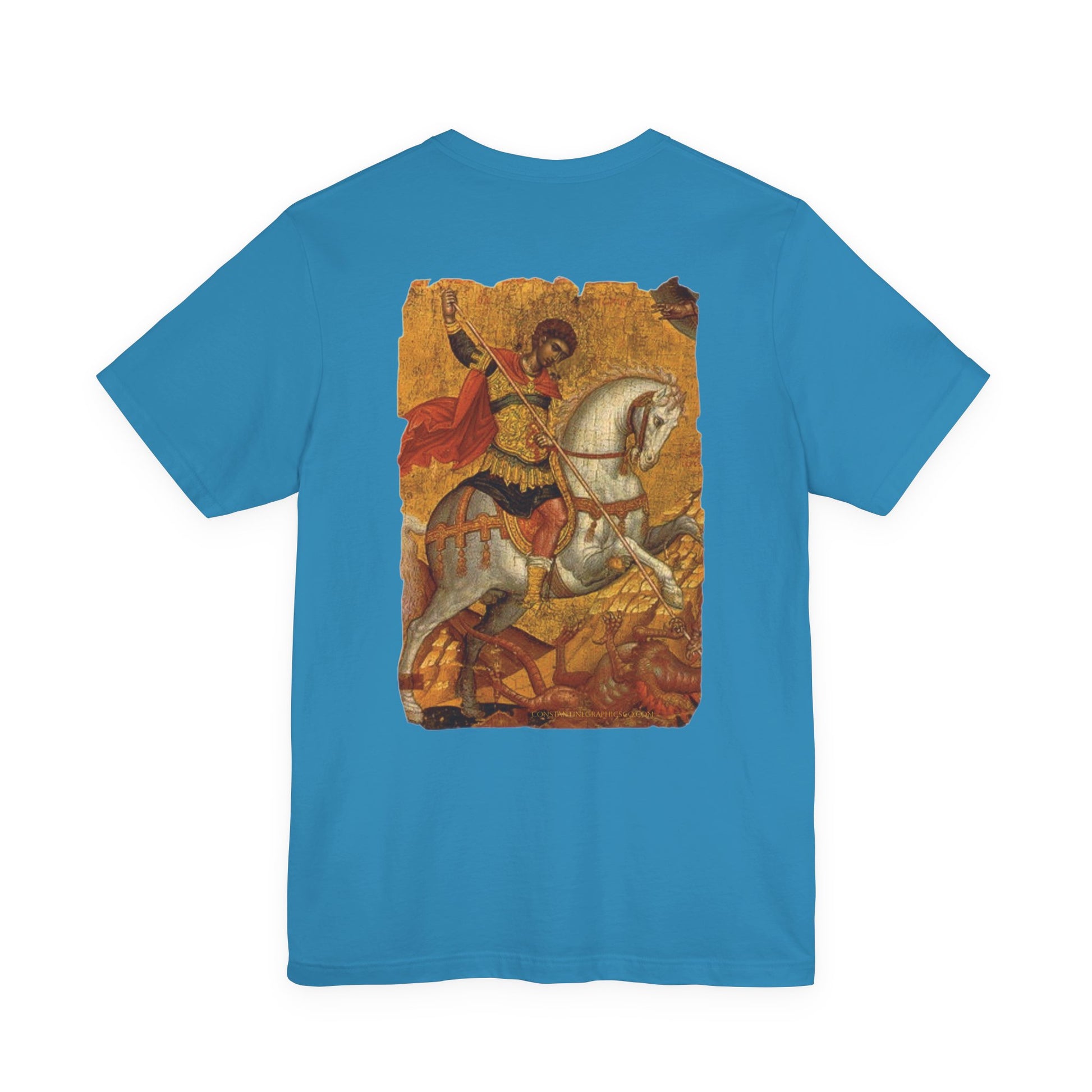 St George the Dragon Slayer Cotton Graphic T-Shirt Orthodox Christian Imagery