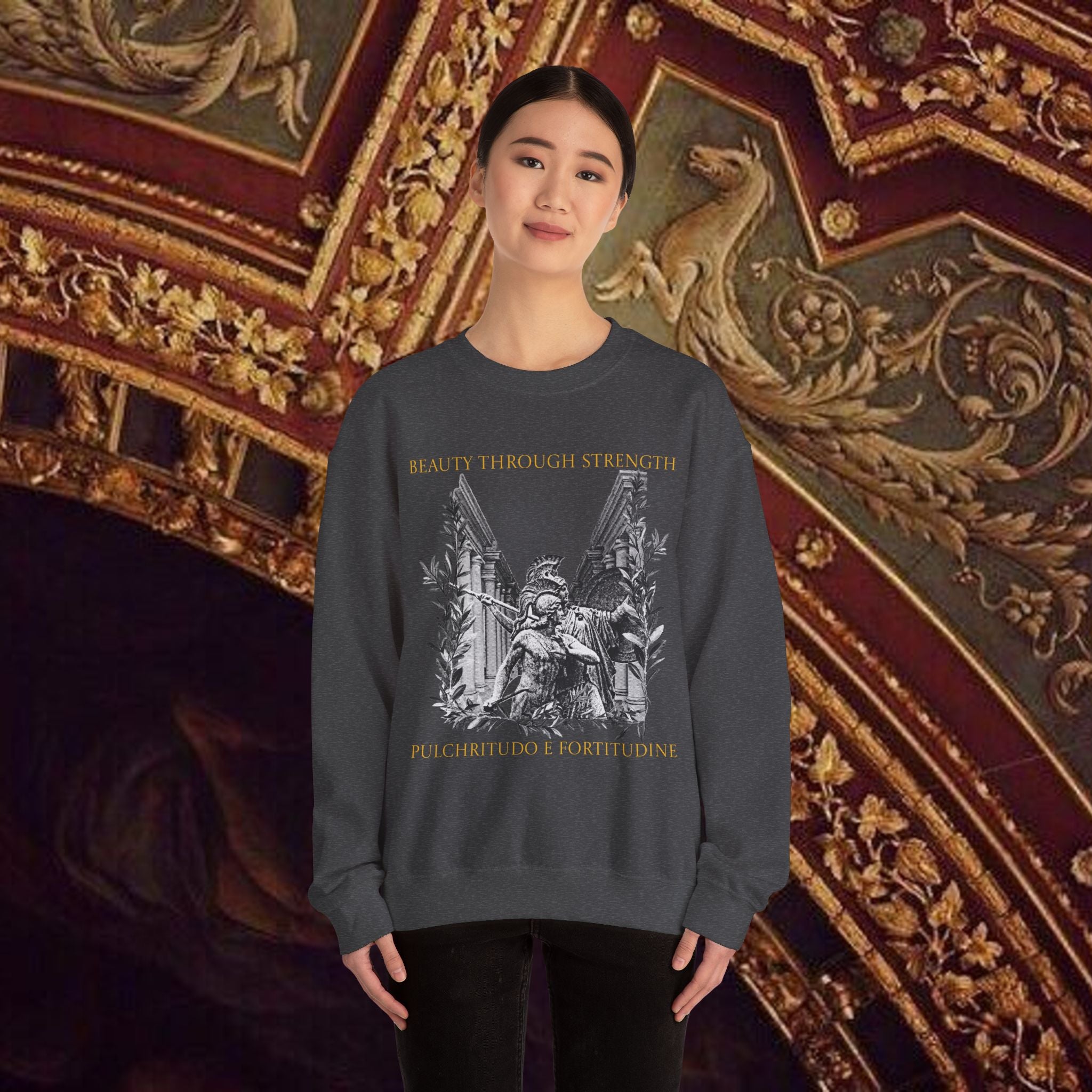 The Goddess's Protection Classically-Inspired Cotton Graphic Sweatshirt
