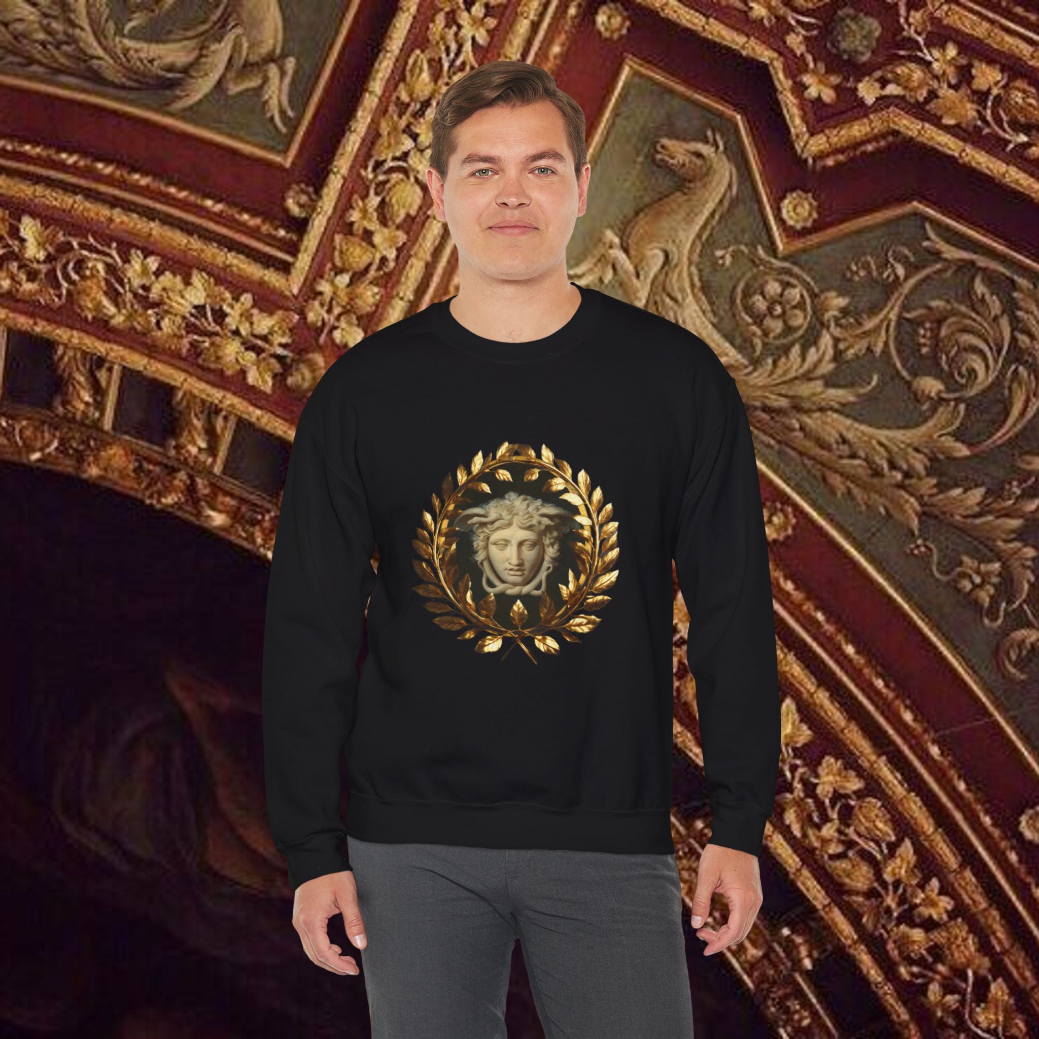 Medusa's Gaze Classical Inspired Mythology Unisex Heavy Blend Crewneck Graphic Sweatshirt