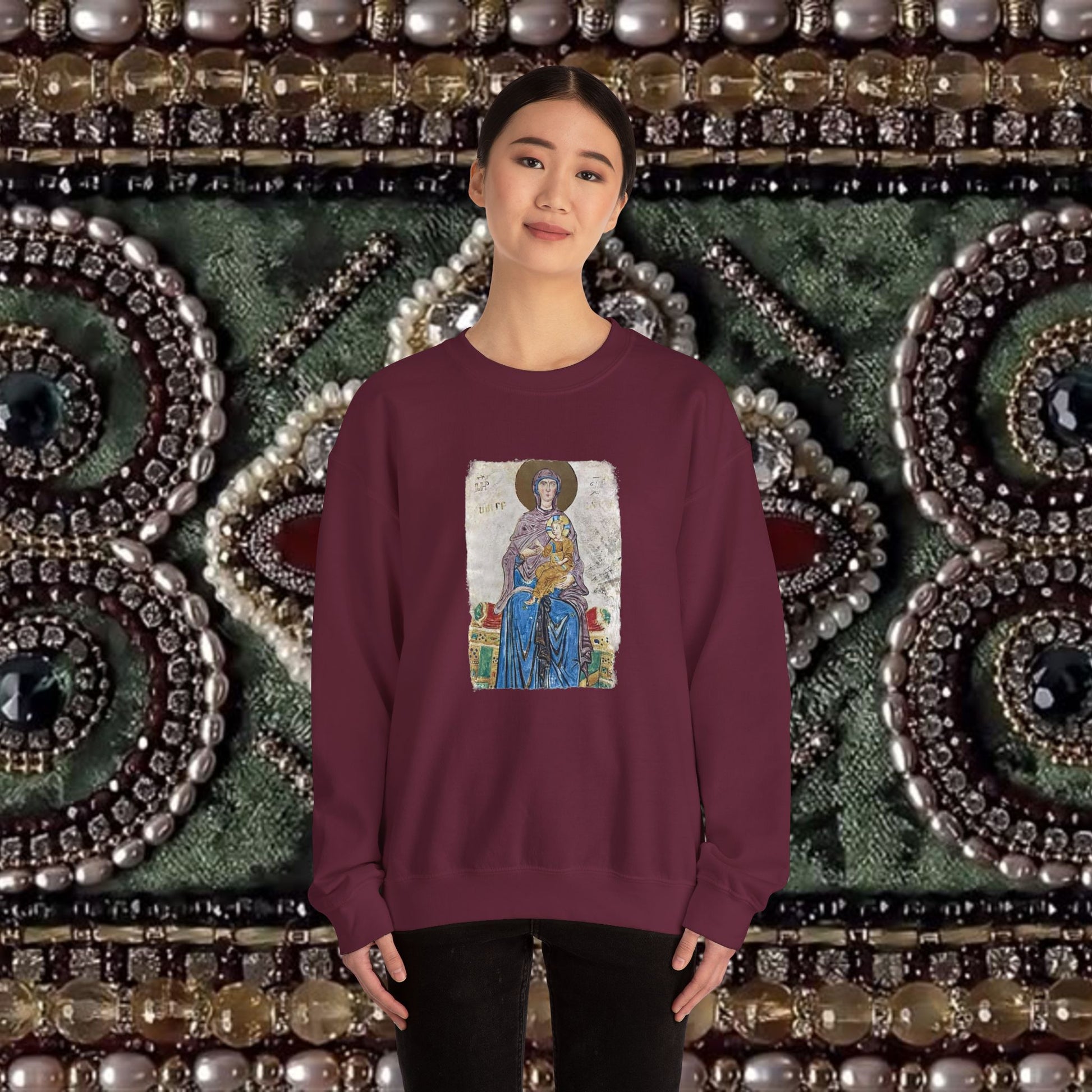 Virgin and Christ Armenian Manuscript Unisex Crewneck Sweatshirt