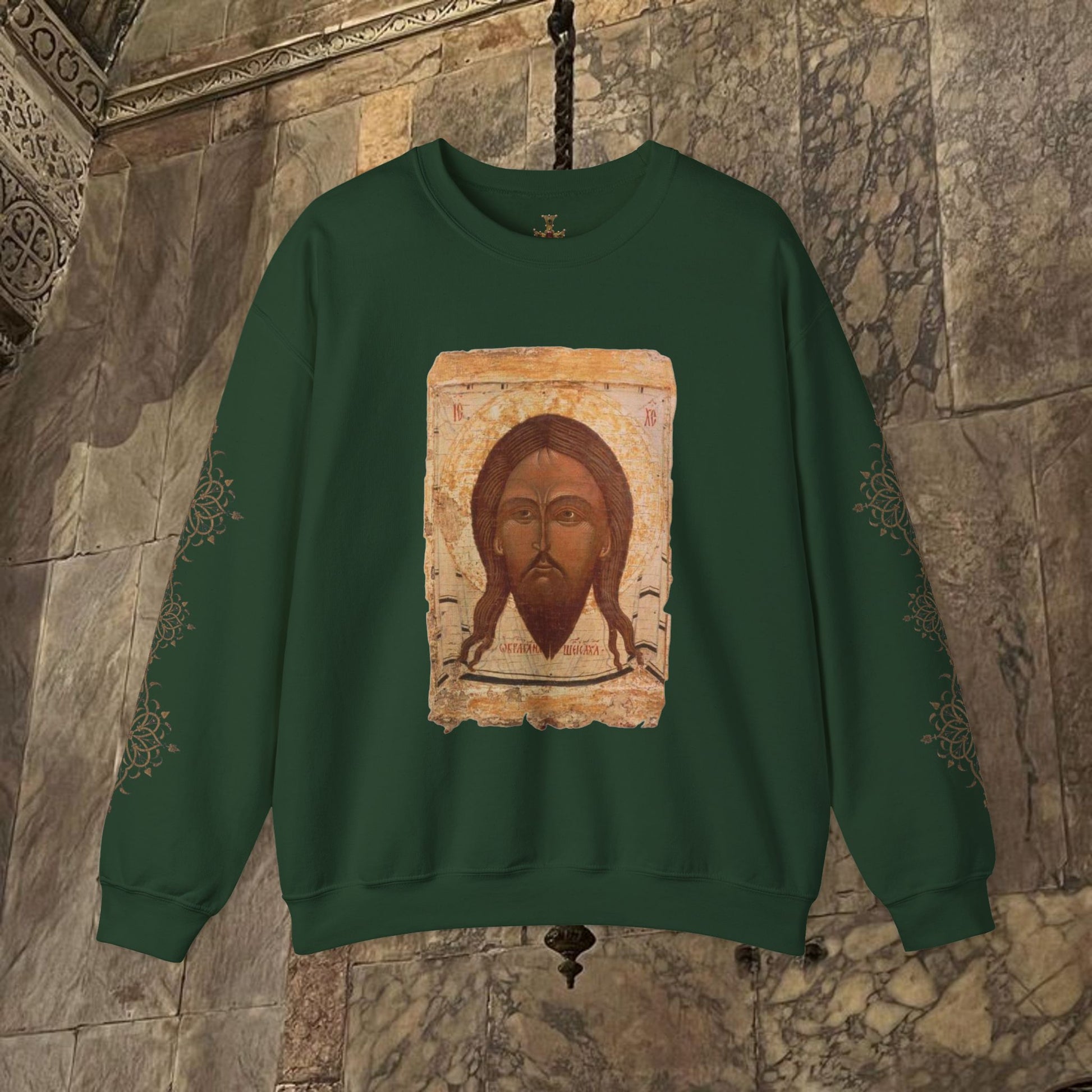 Byzantine Icon Art Sweatshirt - Manuscript Design