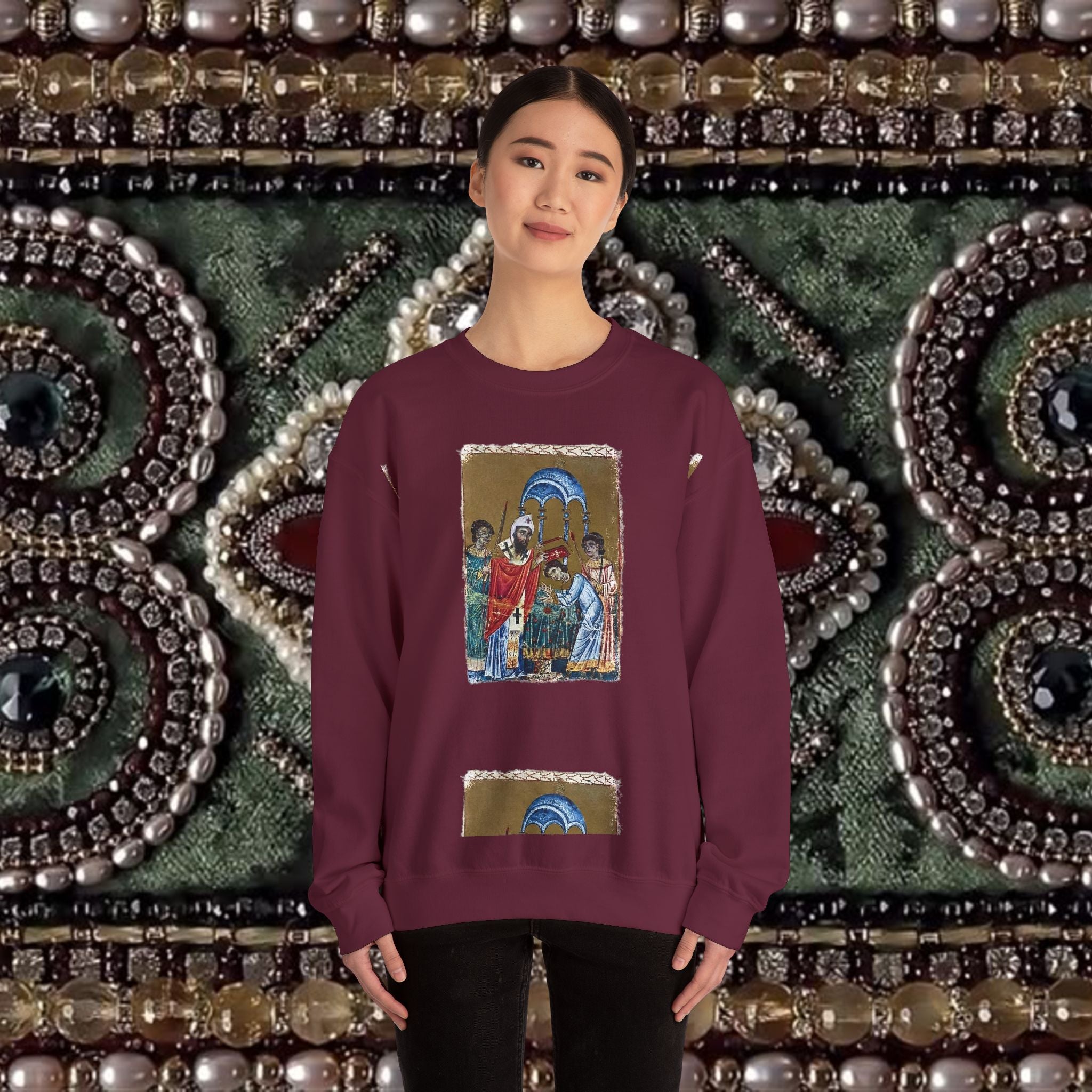Armenian Manuscript Crewneck Graphic Sweatshirt