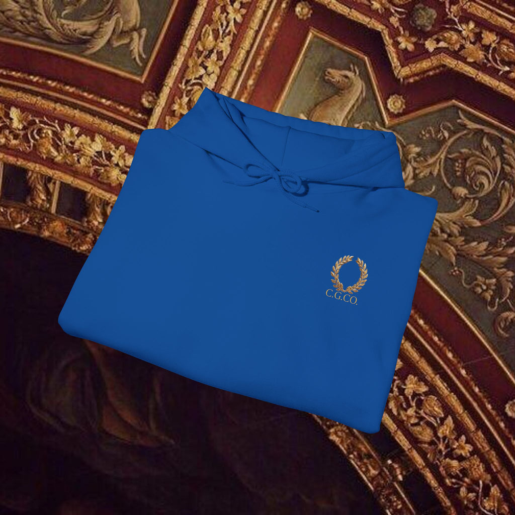 Guardian of the Temple Classically- Inspired Cotton Graphic Hoodie Back Version