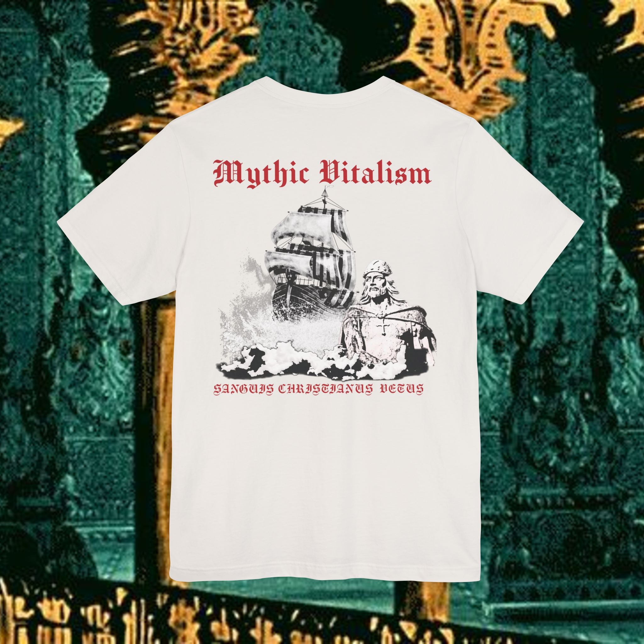 Mythic Vitalism, Sanguis Christianus Vetus Exploration and Adventure Inspired Graphic T Shirt Back Version