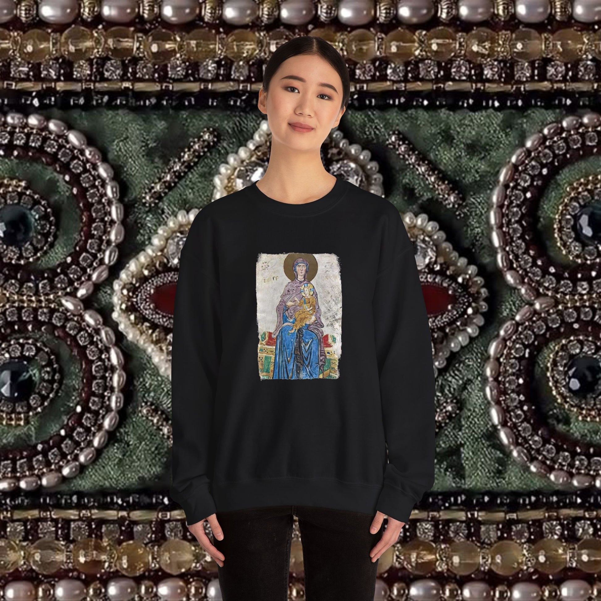 Virgin and Christ Armenian Manuscript Unisex Crewneck Sweatshirt