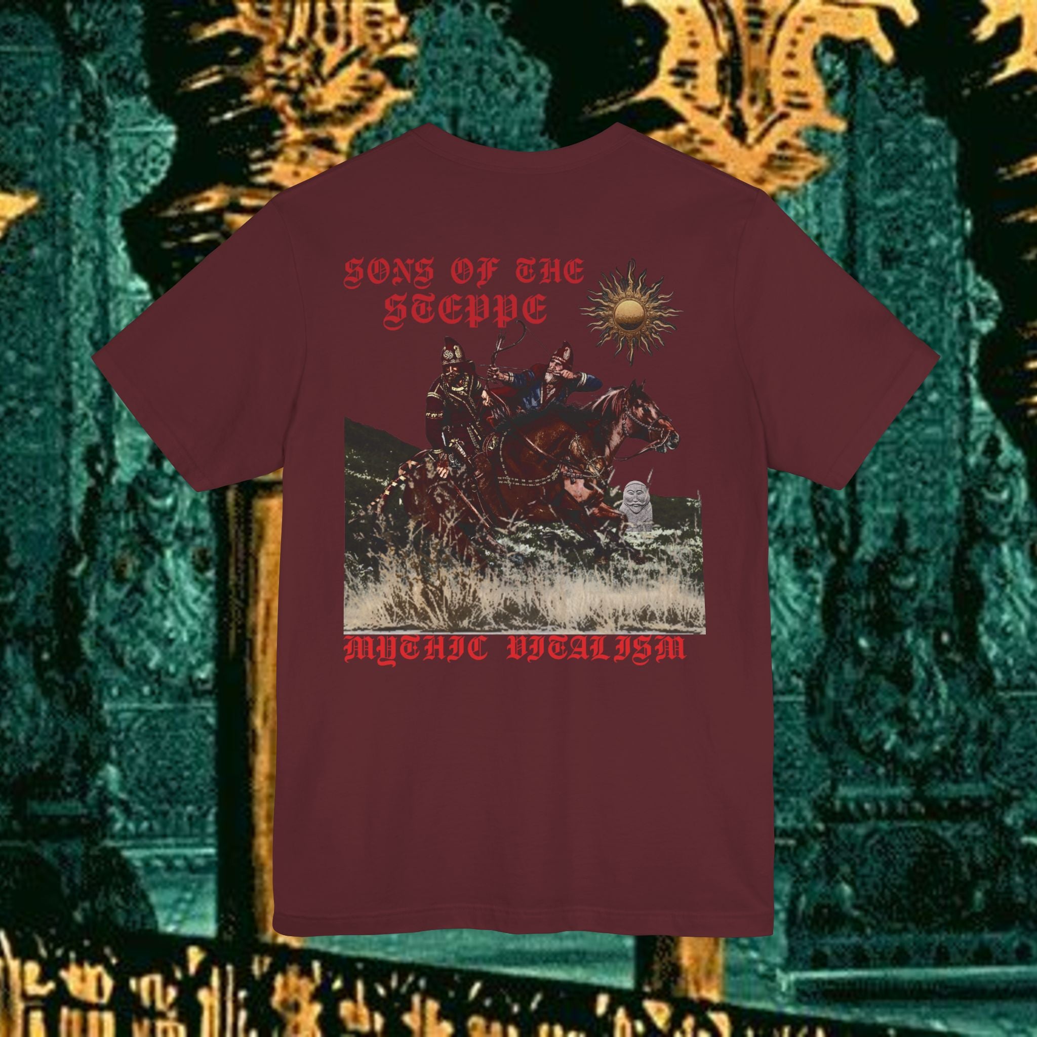 Sons of the Steppe Mythical Medieval Inspired Graphic T Shirt Back Version