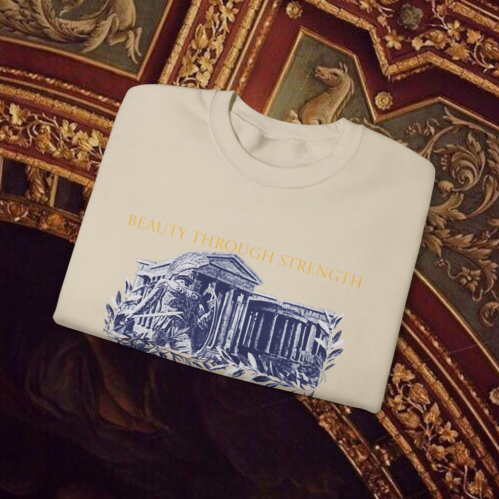 Guardian of the Temple Classically- Inspired Cotton Graphic Sweatshirt