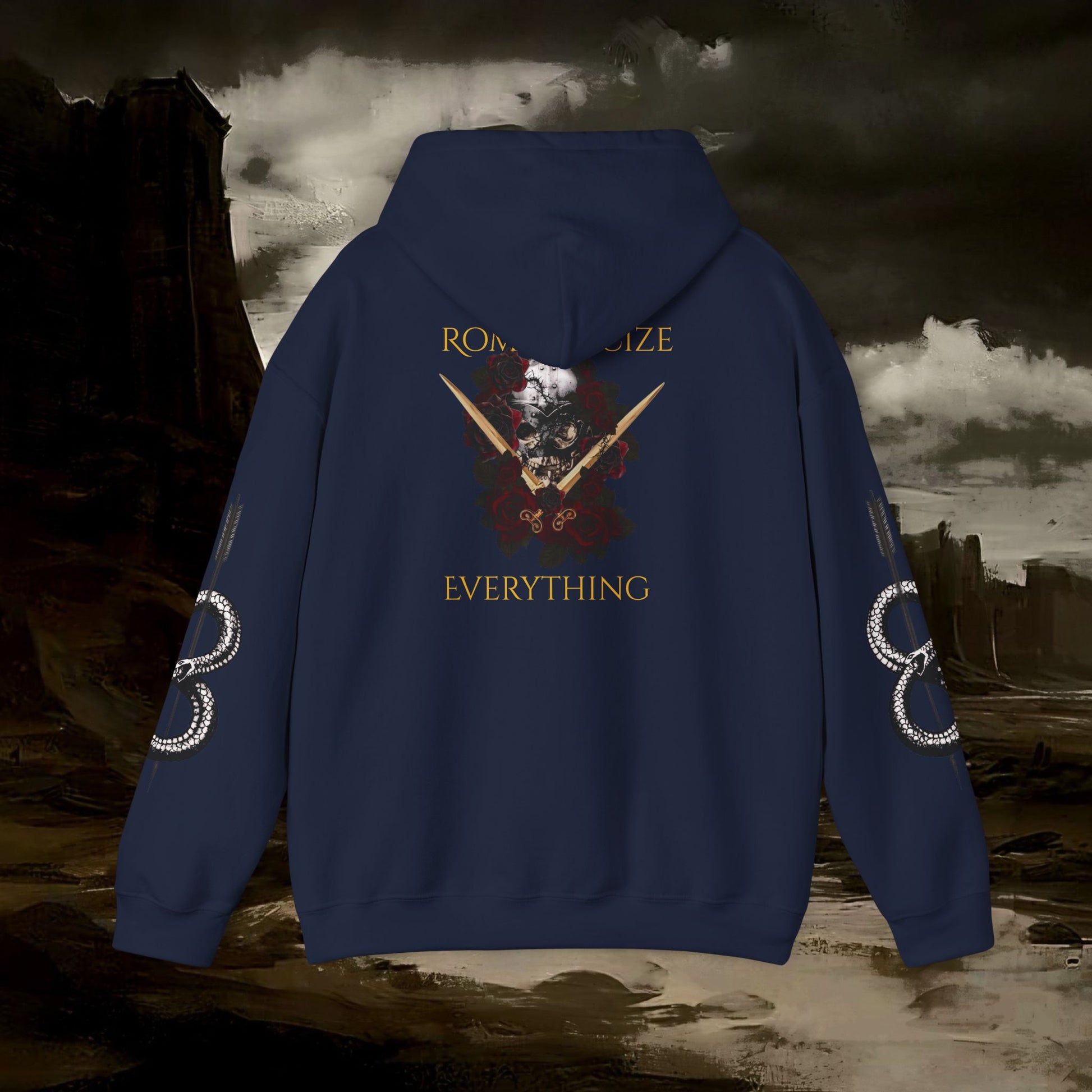 The Barbarian's Fate Medieval Dark Fantasy Inspired Graphic Hoodie back version